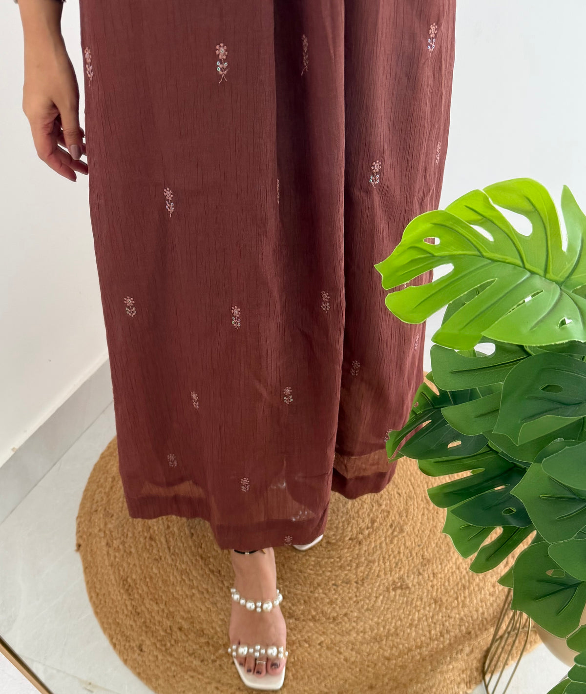 K223 - Mul cotton embroidered halter neck dress