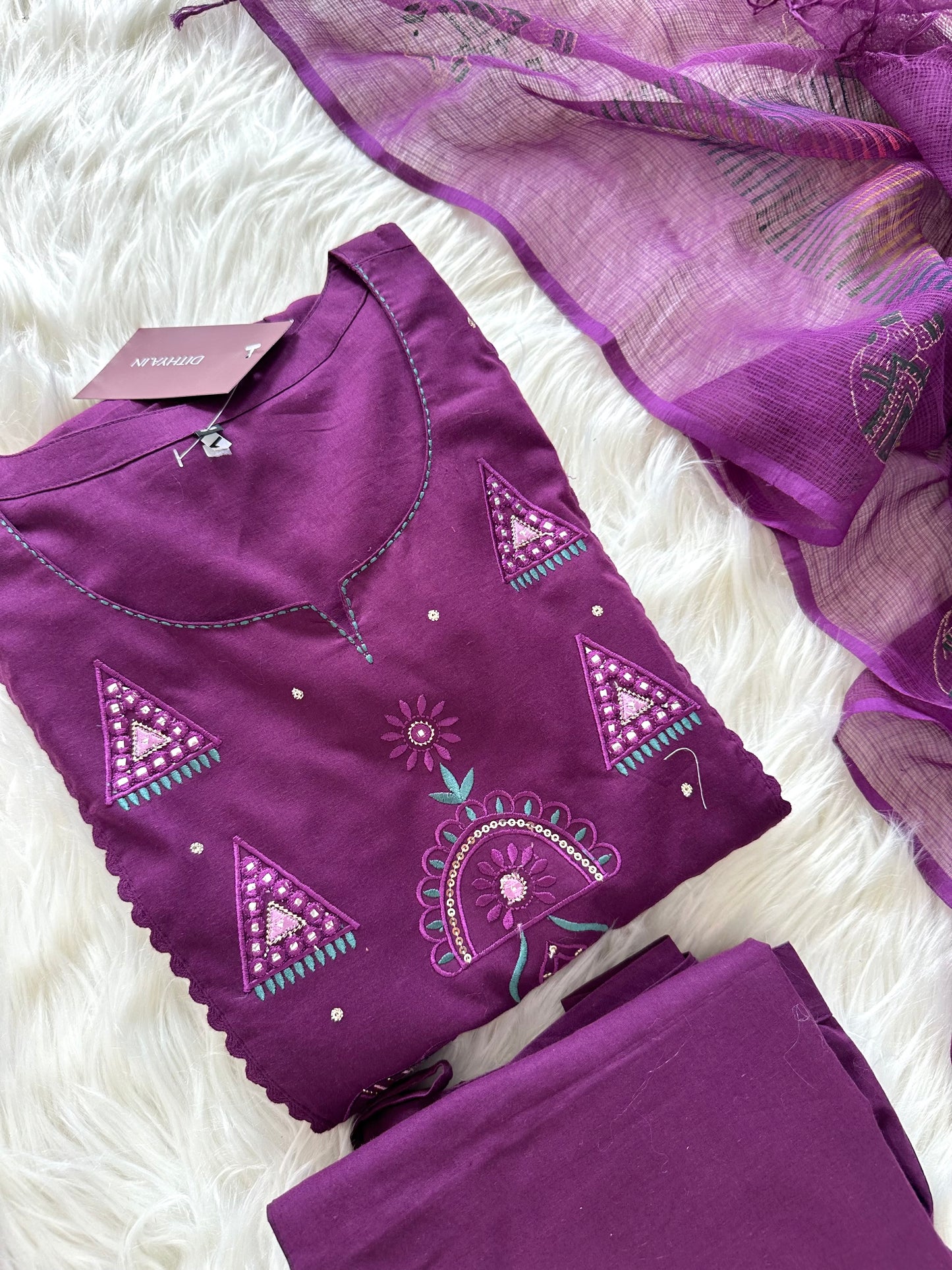 K226 - Cotton Anarkali with pants and dupatta