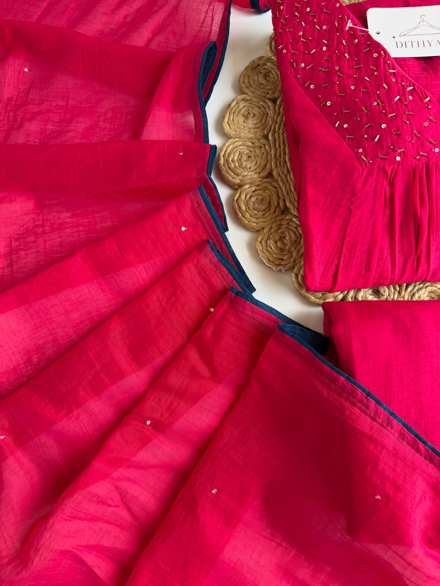 K545 - Surat crushed Mul chanderi handwork Anarkali with pants and dupatta