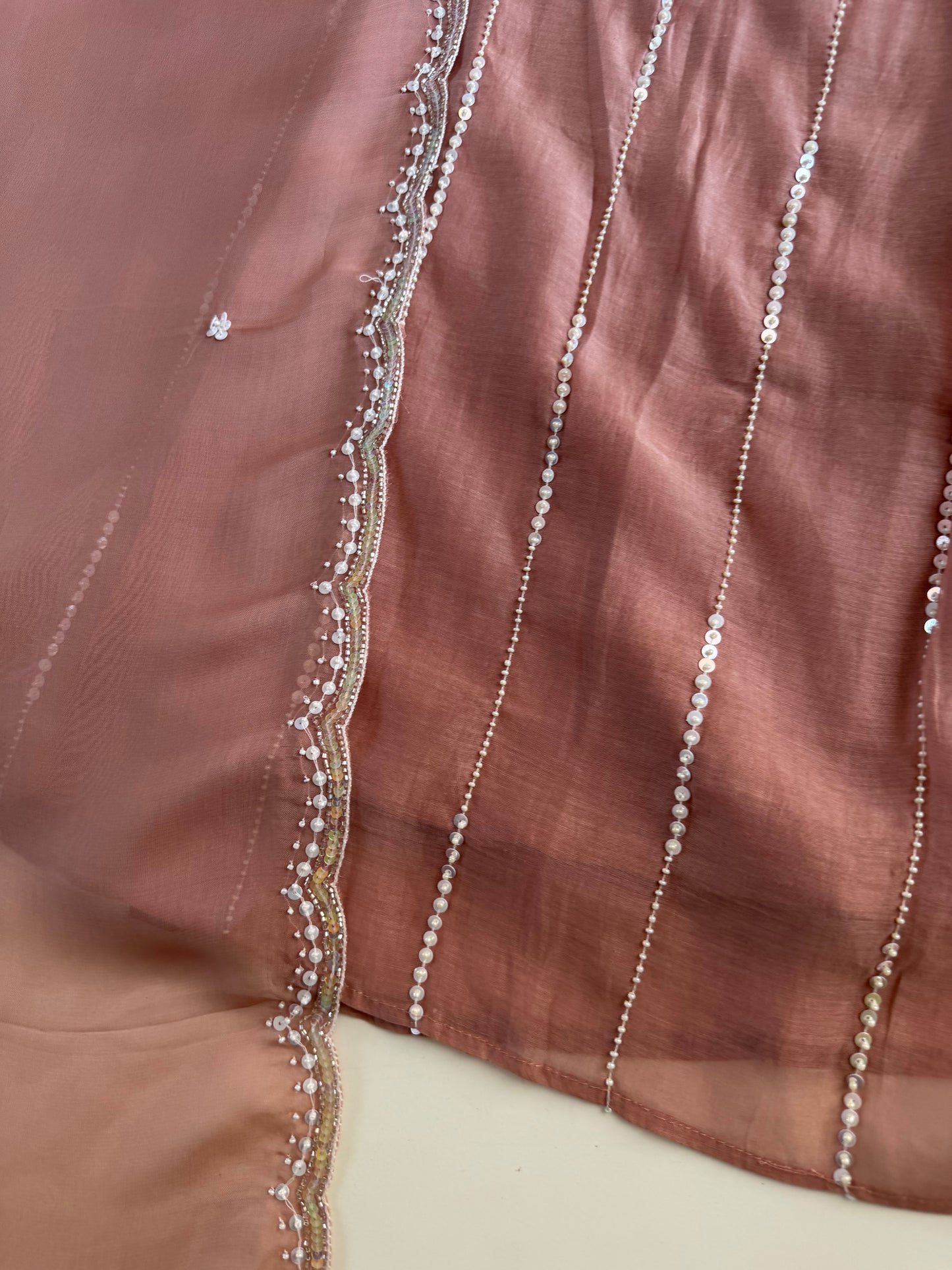 K318 - Mul chanderi handwork Anarkali with pants and dupatta