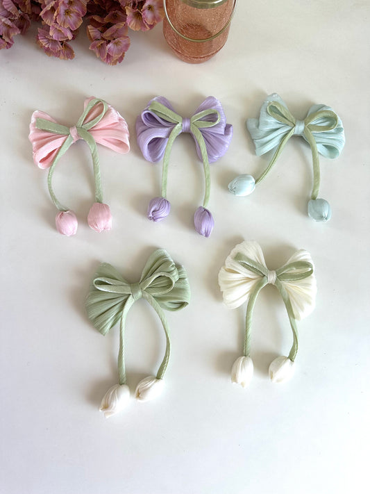 A018 - Jumbo Printed bow clip (per piece)