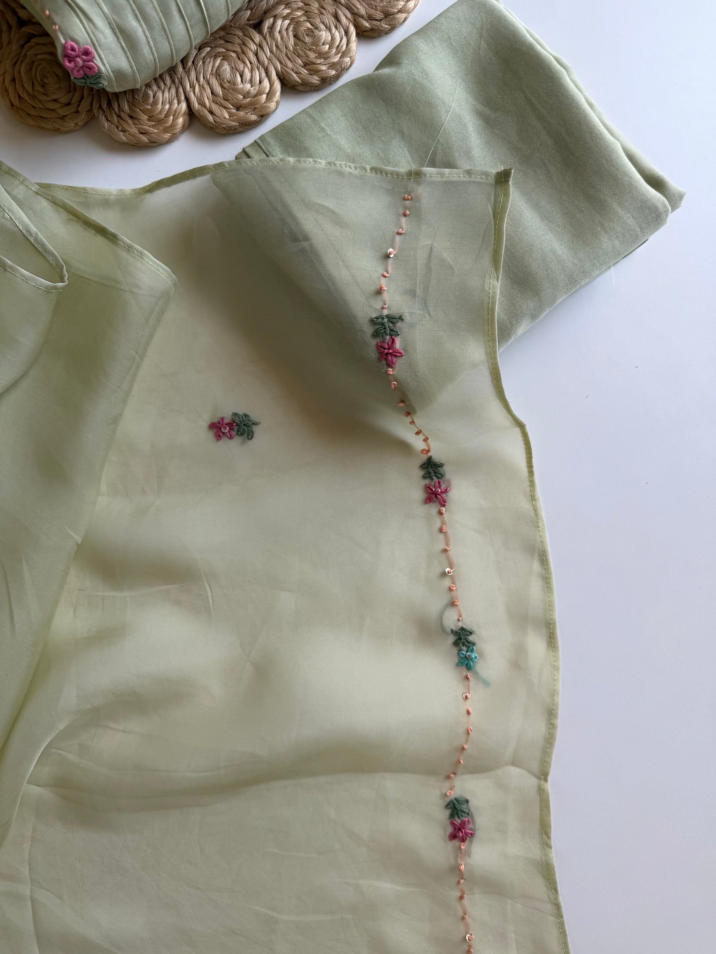 K171 - Mul chanderi embroidered Anarkali with pants and dupatta