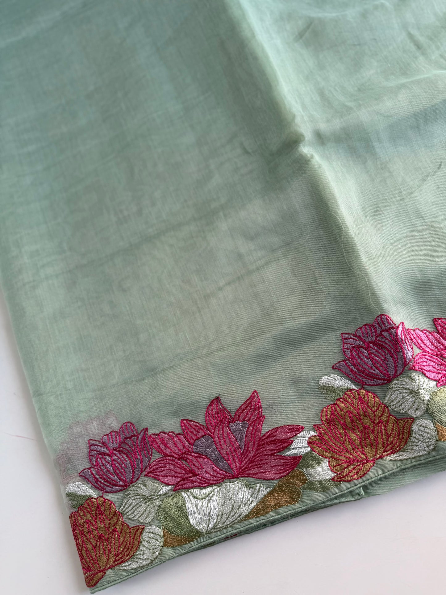 S020 - Soft organza appliqué embroidered saree in 3 colours