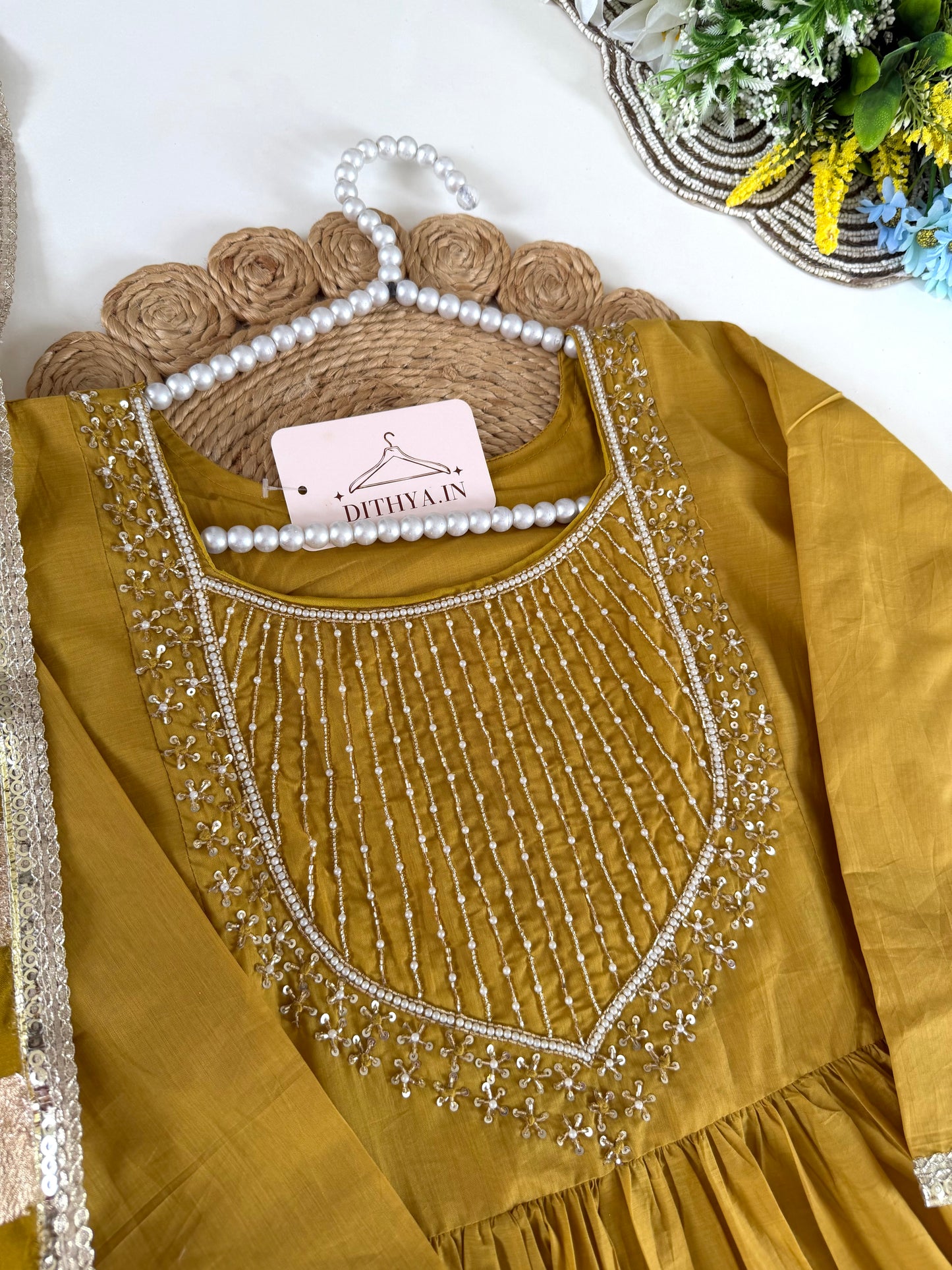 K639 - Vatican silk handwork Anarkali with pants and dupatta