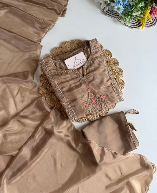 K653 - Tissue silk handwork Anarkali with pants and dupatta