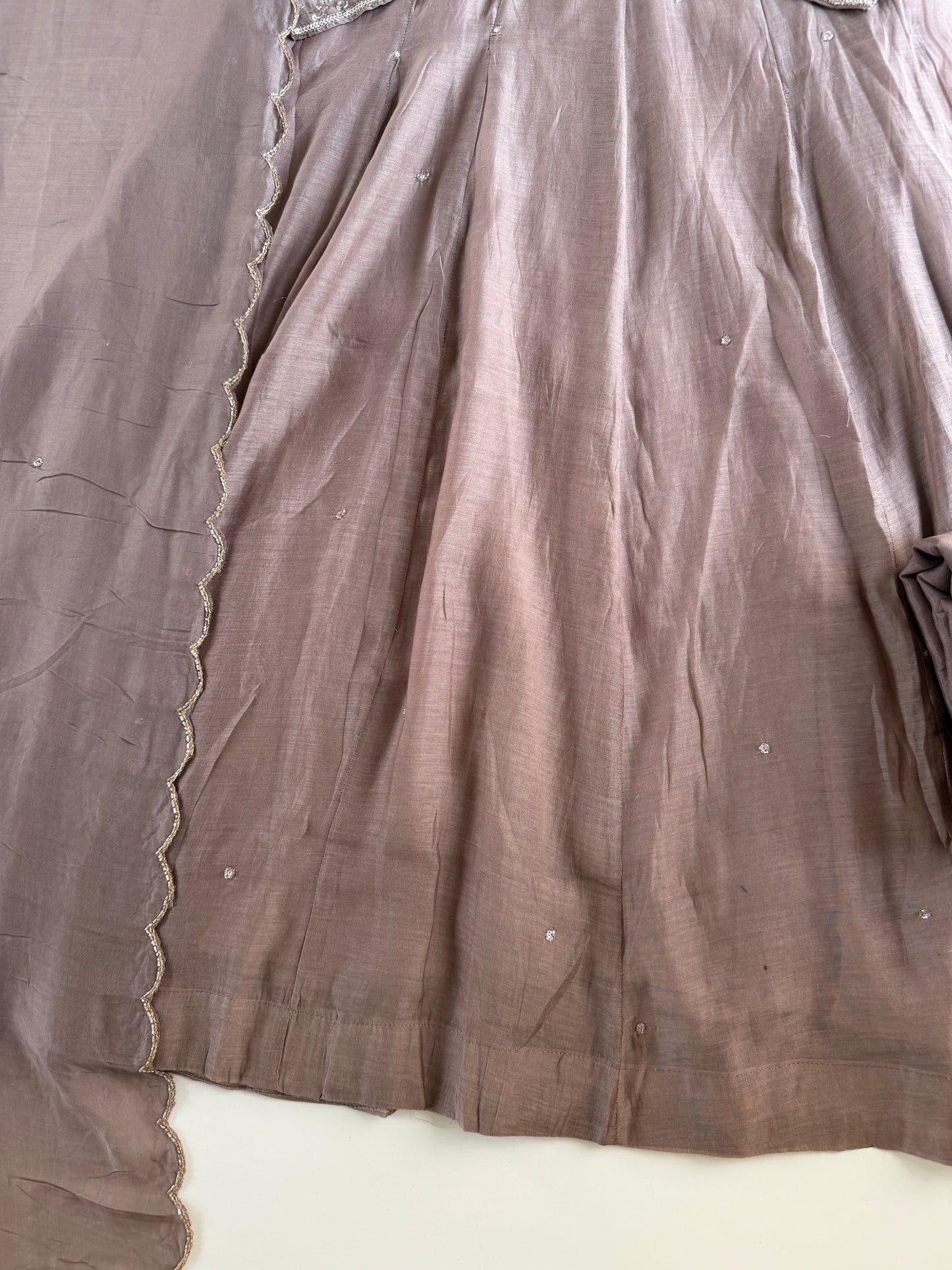K305 - Mul chanderi handwork Anarkali with pants and dupatta