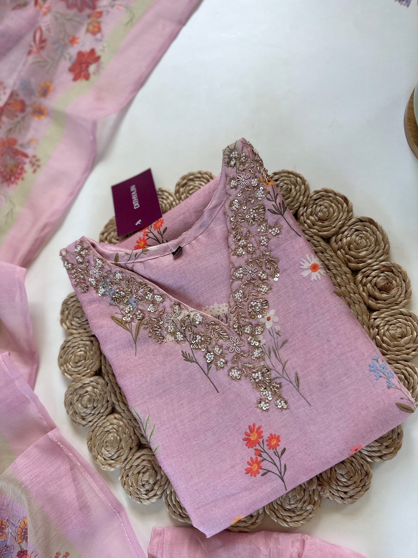 K340 - Russian silk Kurti with Pants and dupatta