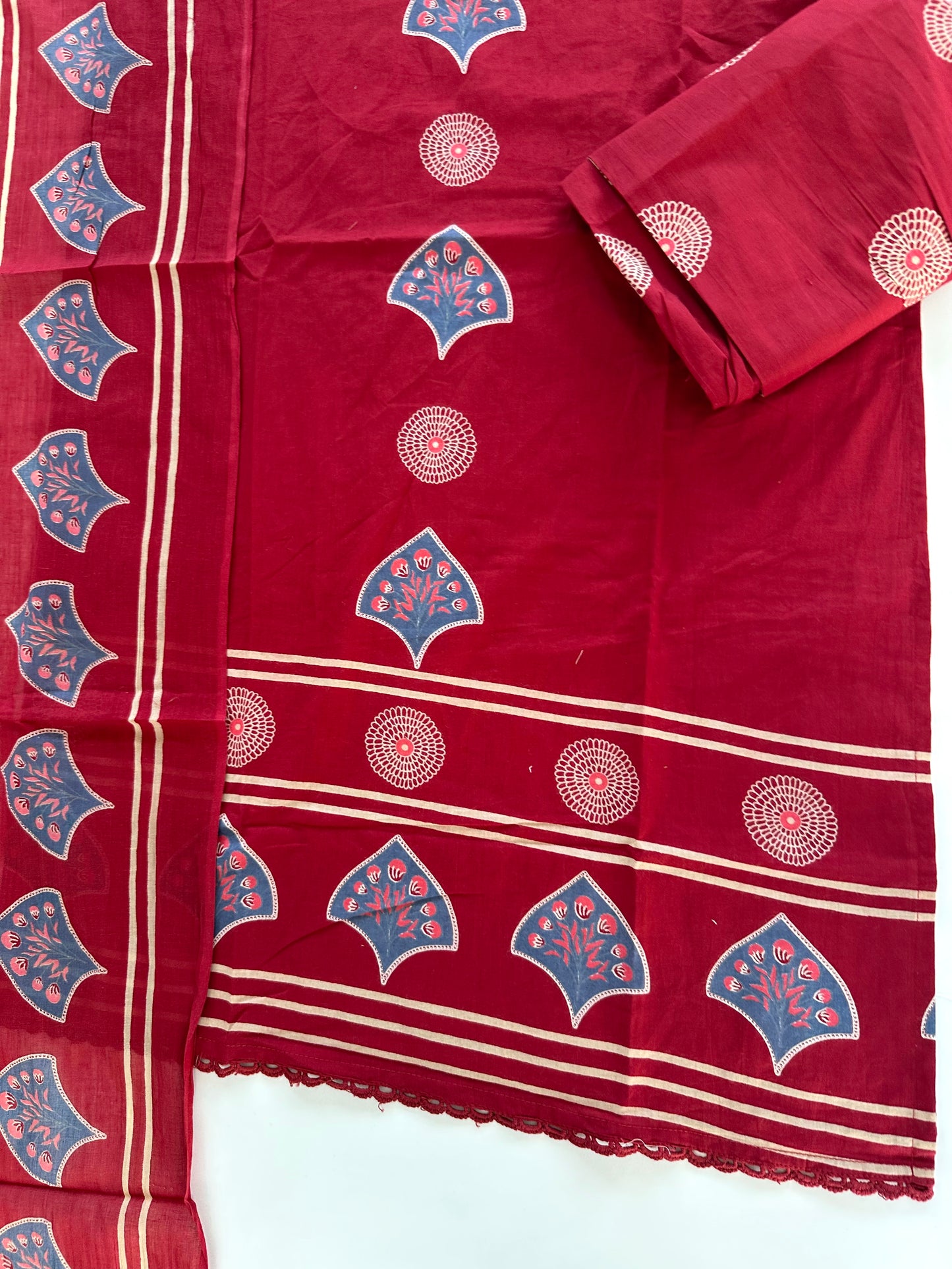 K192 - Cotton straight Kurti with pants and dupatta
