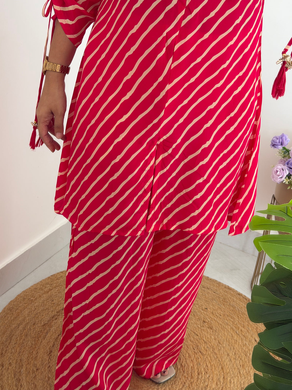 K300 - Pure crape leheriya handwork coord set in 3 colours