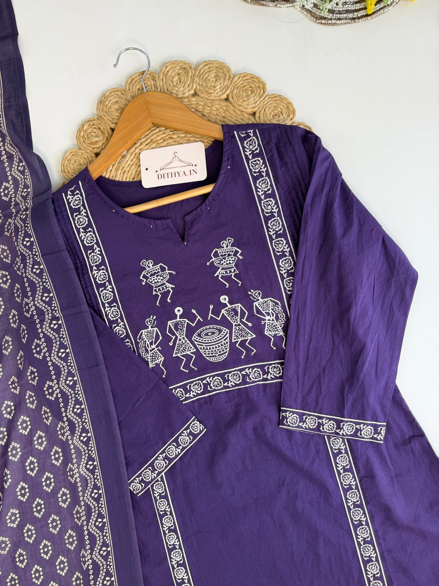 K545 - Mul cotton Straight Kurti with pants and dupatta