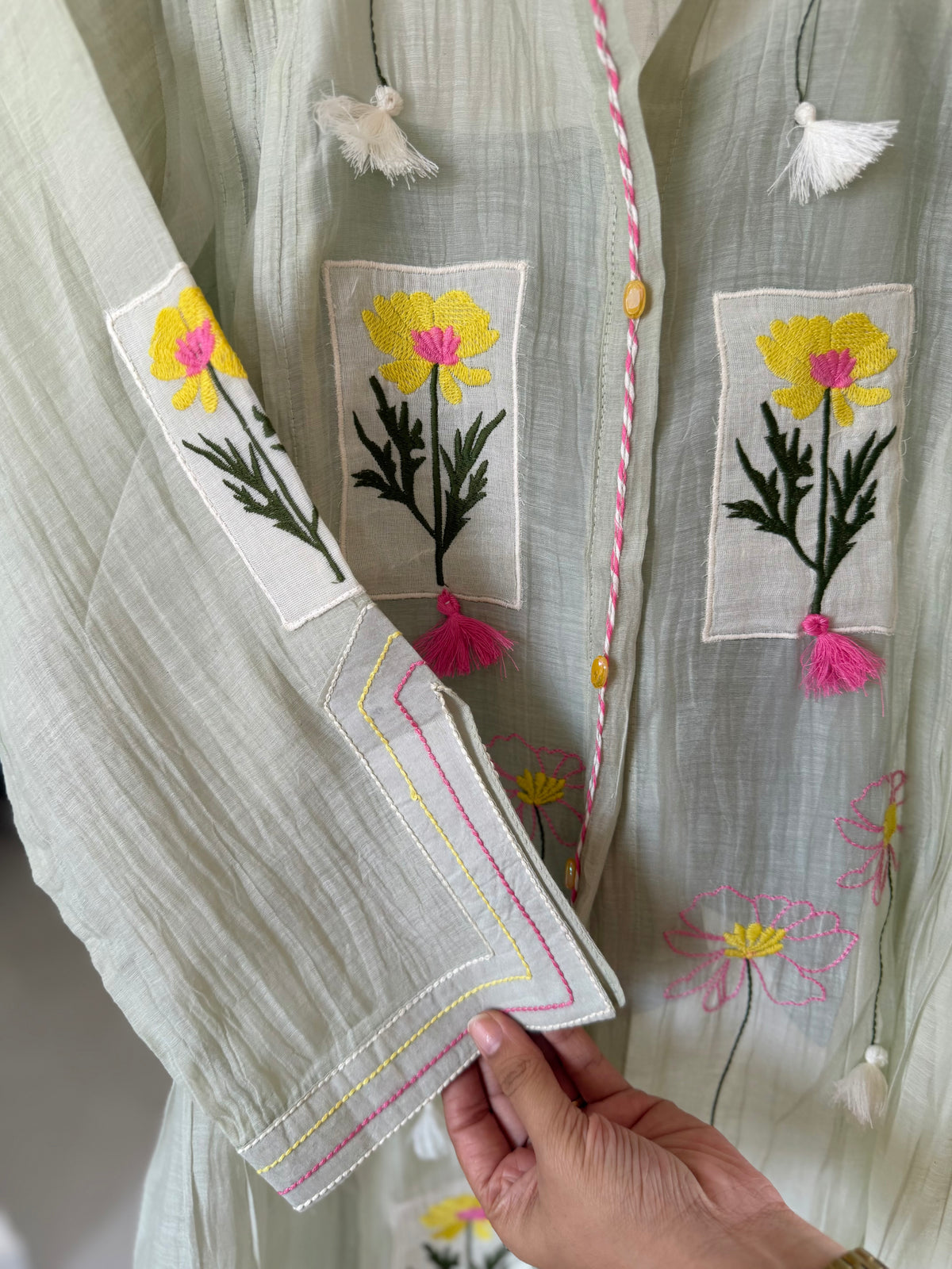 K021 - Mul chanderi embroidered coord set in 2 colours