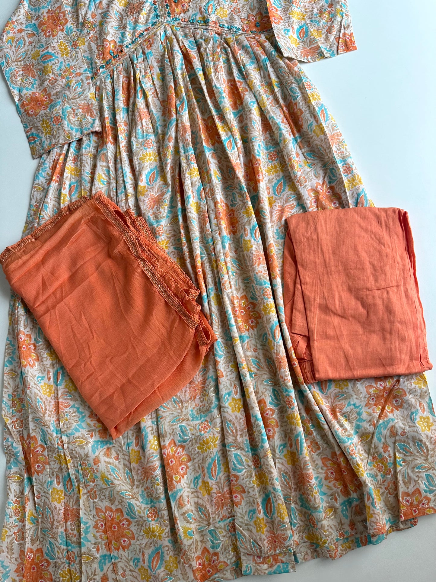 D190 - Muslin silk Alia cut Anarkali with pants and dupatta