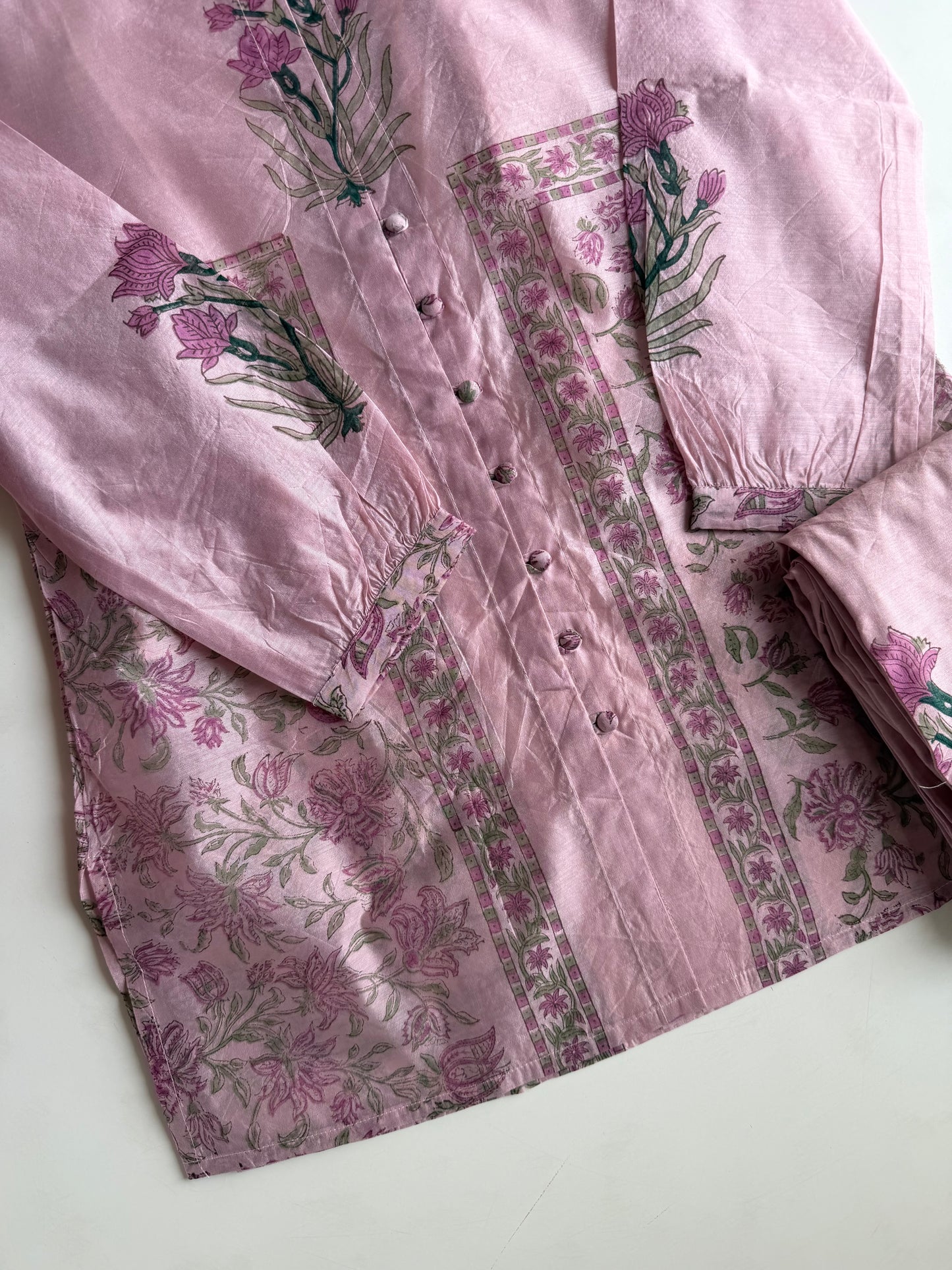 K140 - Chanderi block print coord set