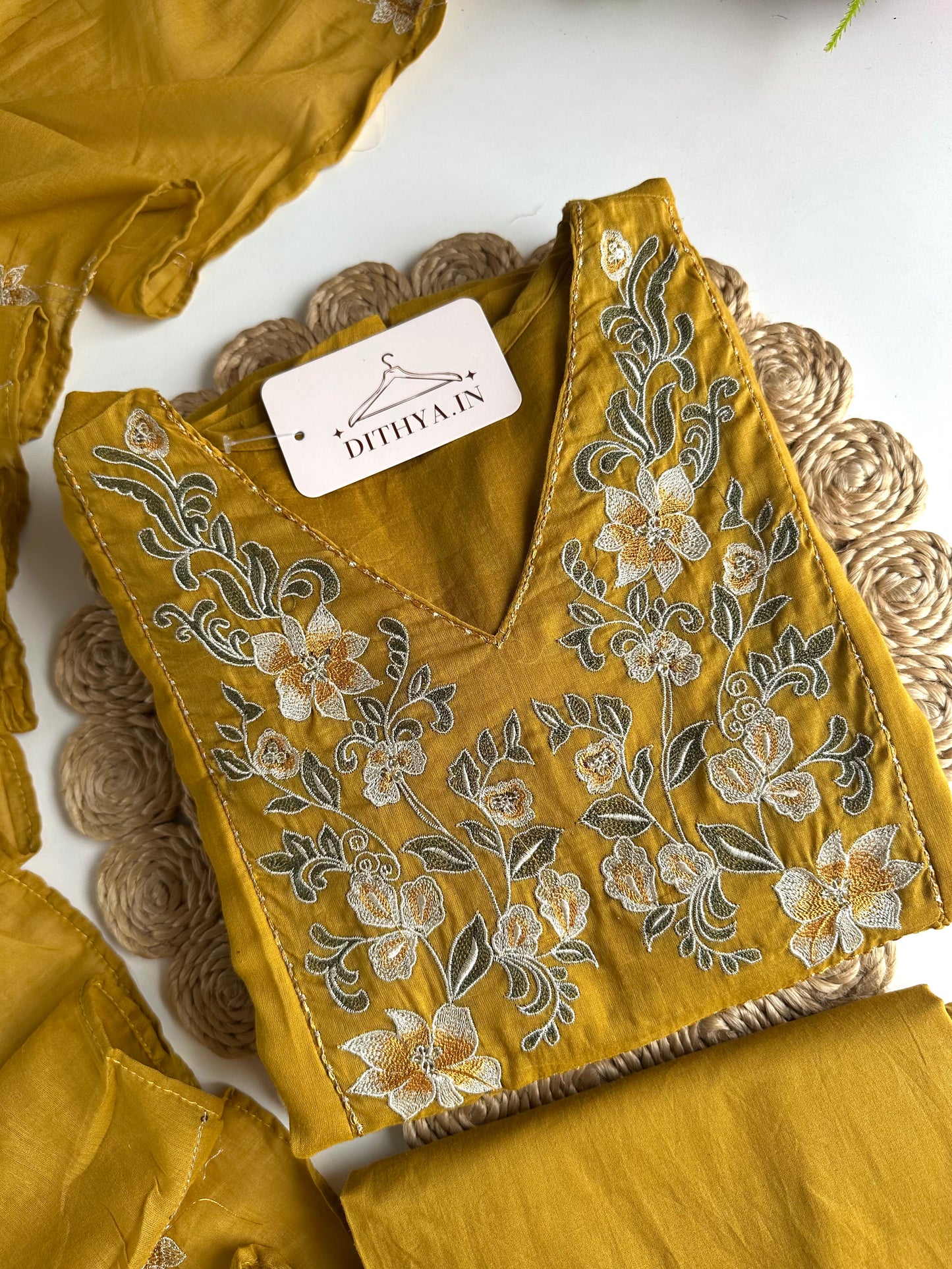 K165 - Mul cotton embroidered Anarkali with pants and dupatta