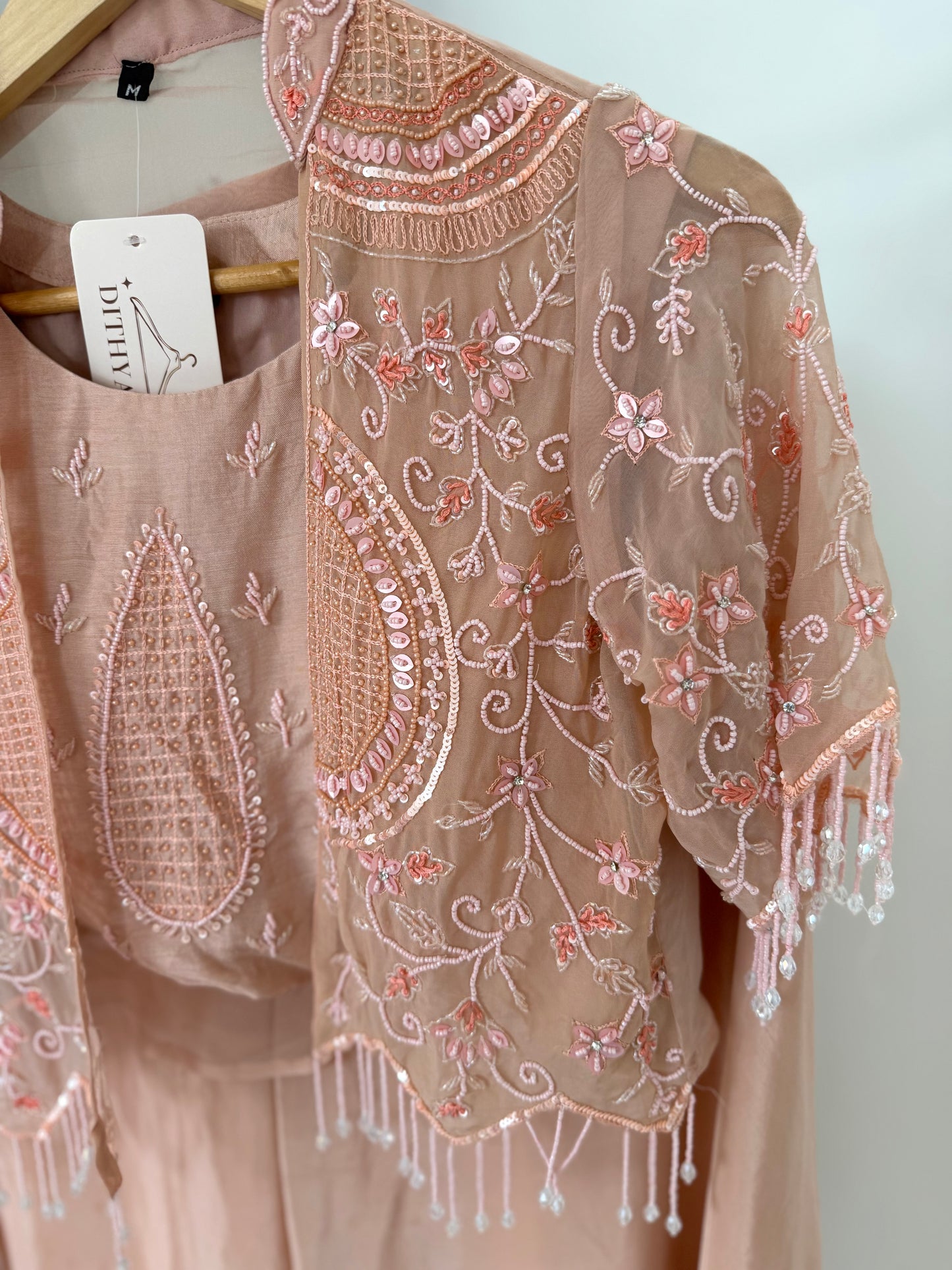 K506 - Pure Organza Handwork Crop jacket with inner and divider pants