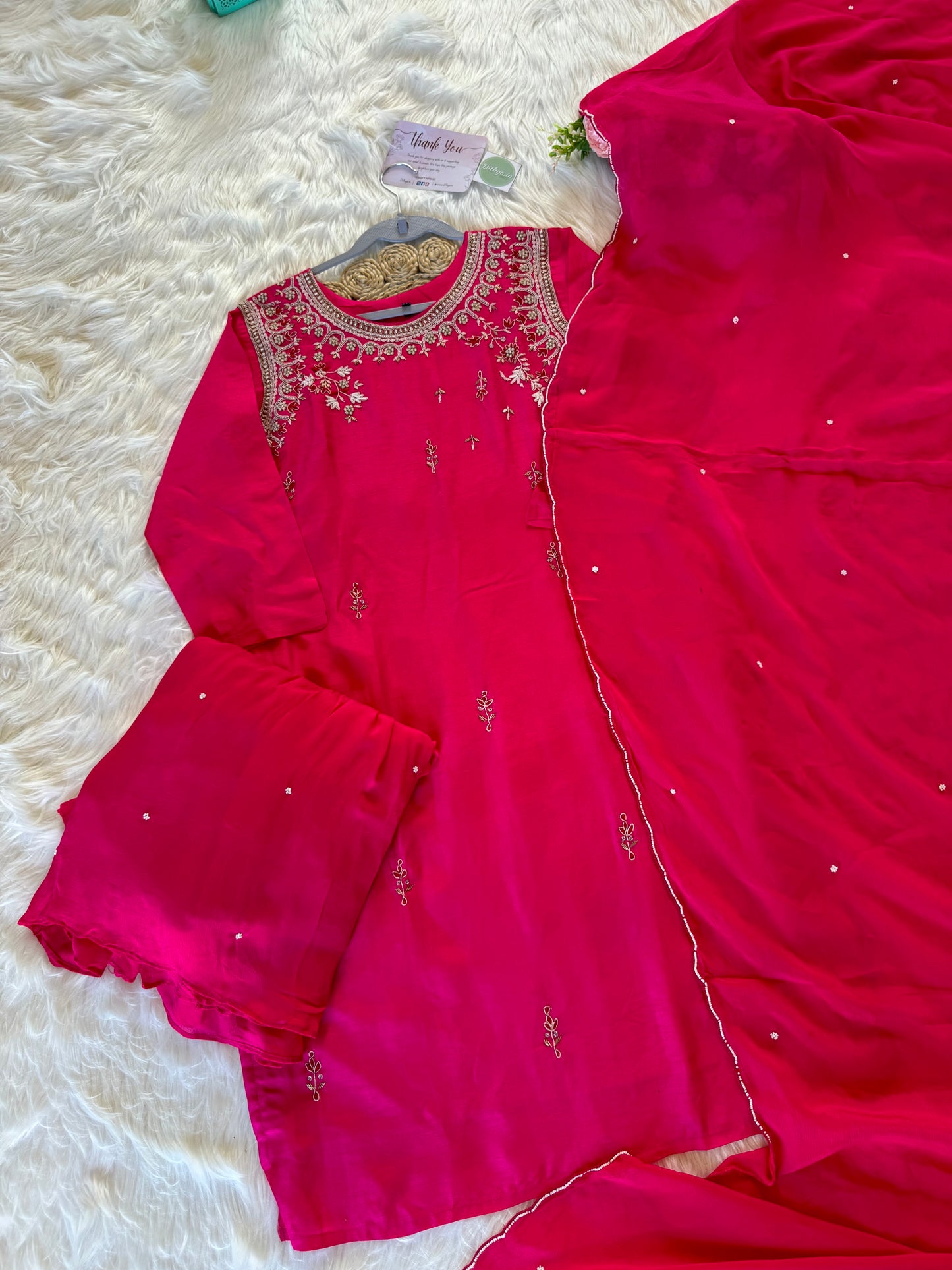 K036 - Russian silk kurti with pants and dupatta