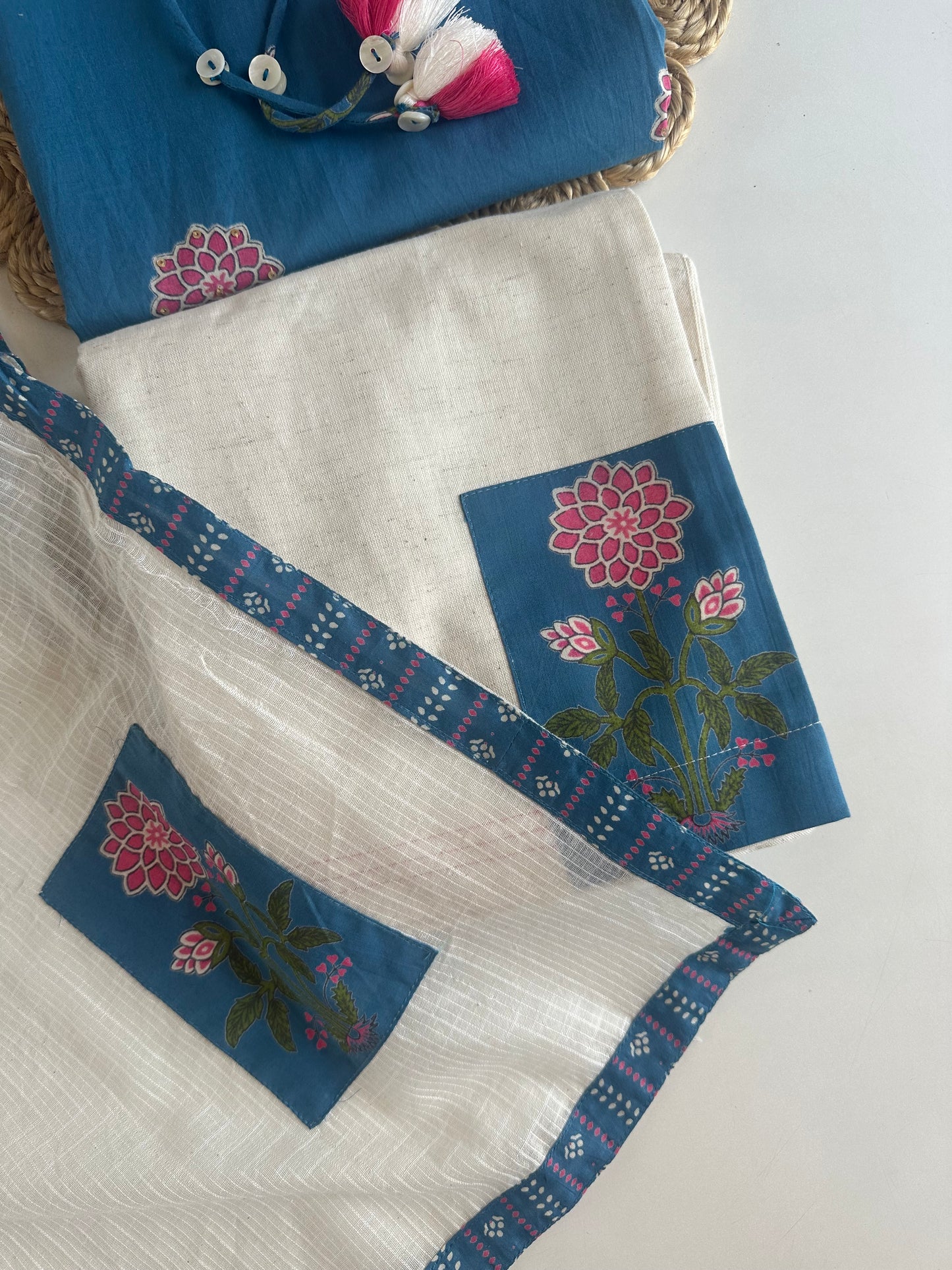 K233 - Mul cotton printed straight Kurti with pants and dupatta