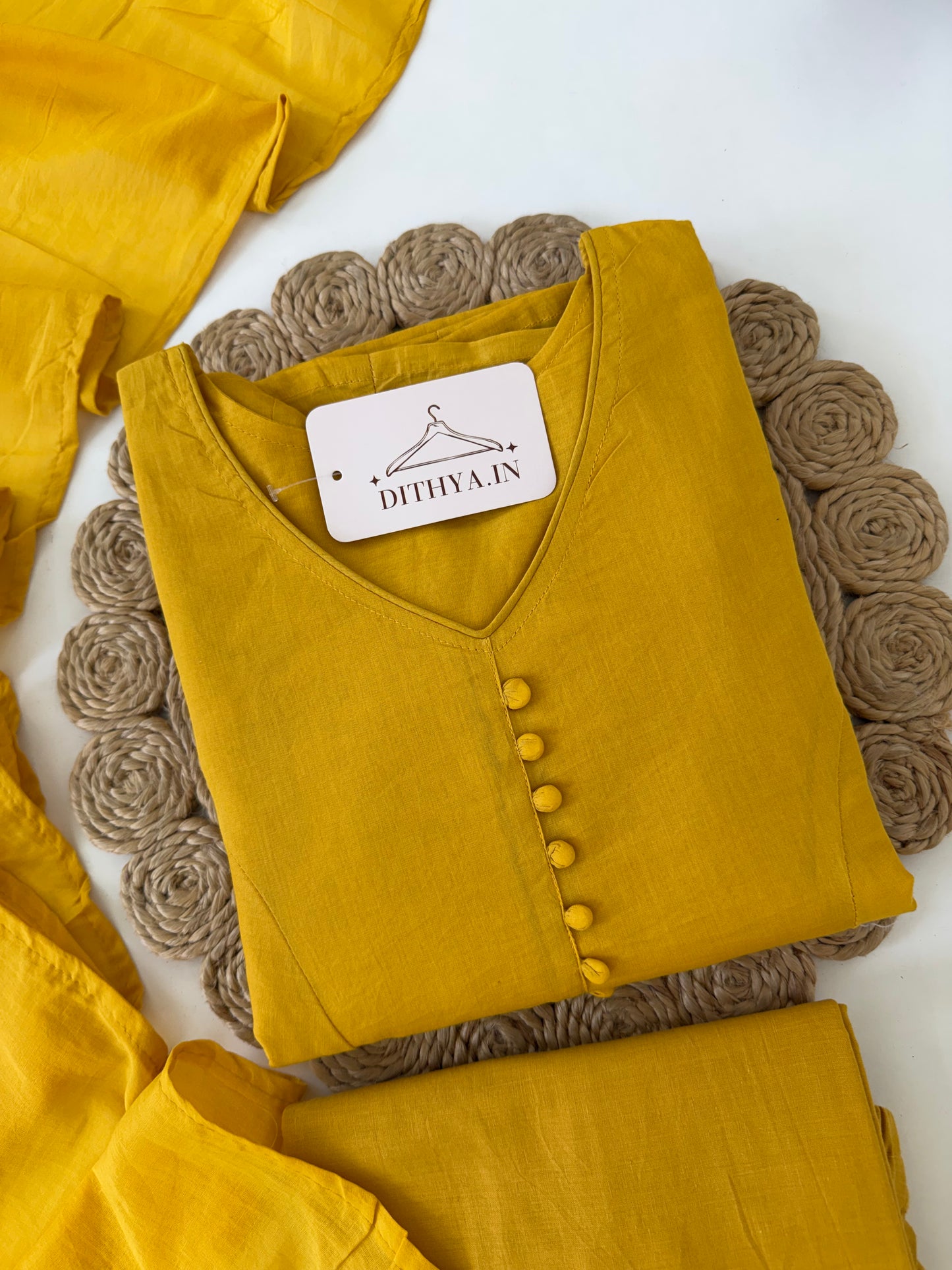 K655 - Mul cotton embroidered Aline Kurti with pants and dupatta