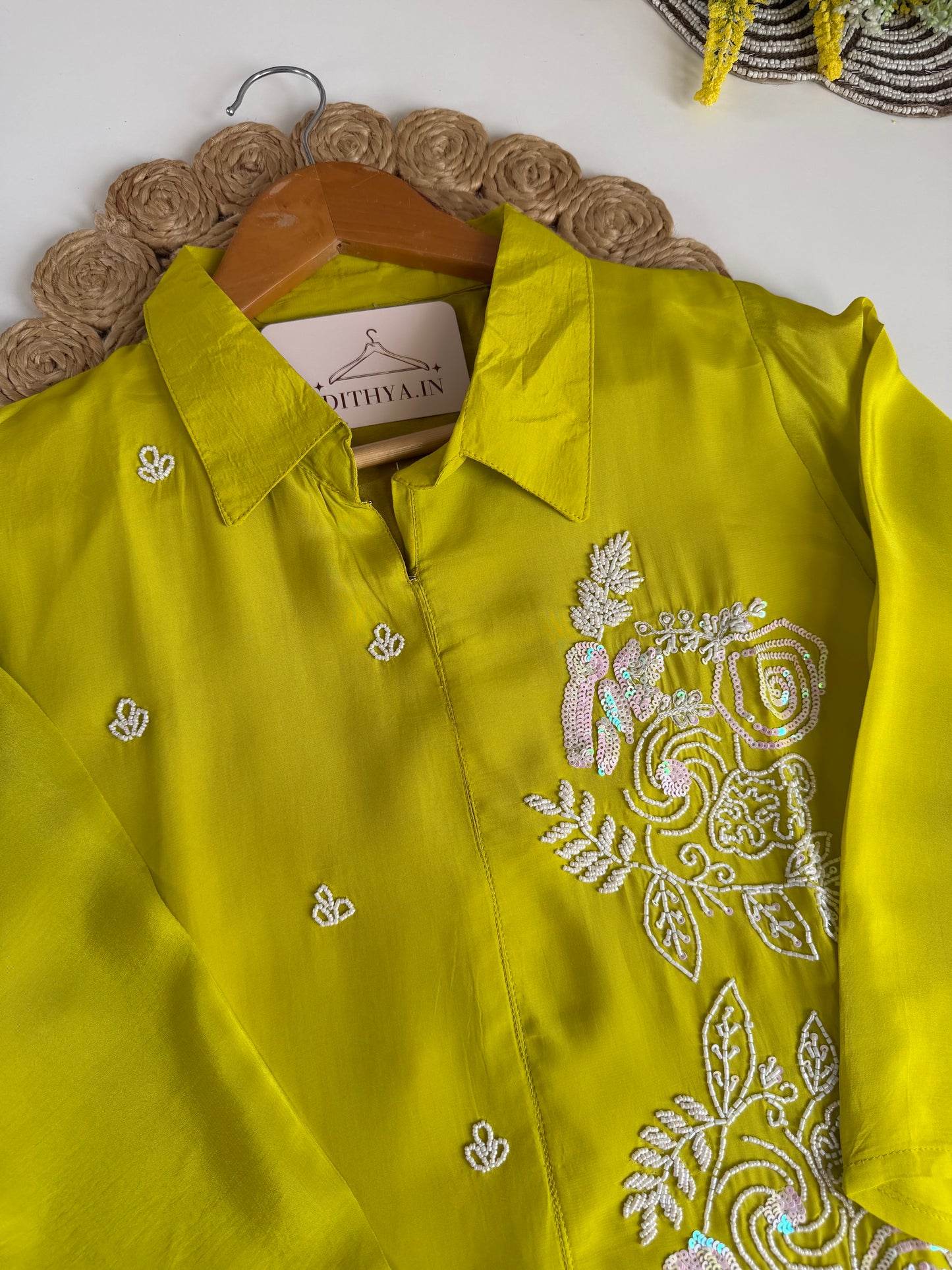 K356 -  Pure crape handwork coord set