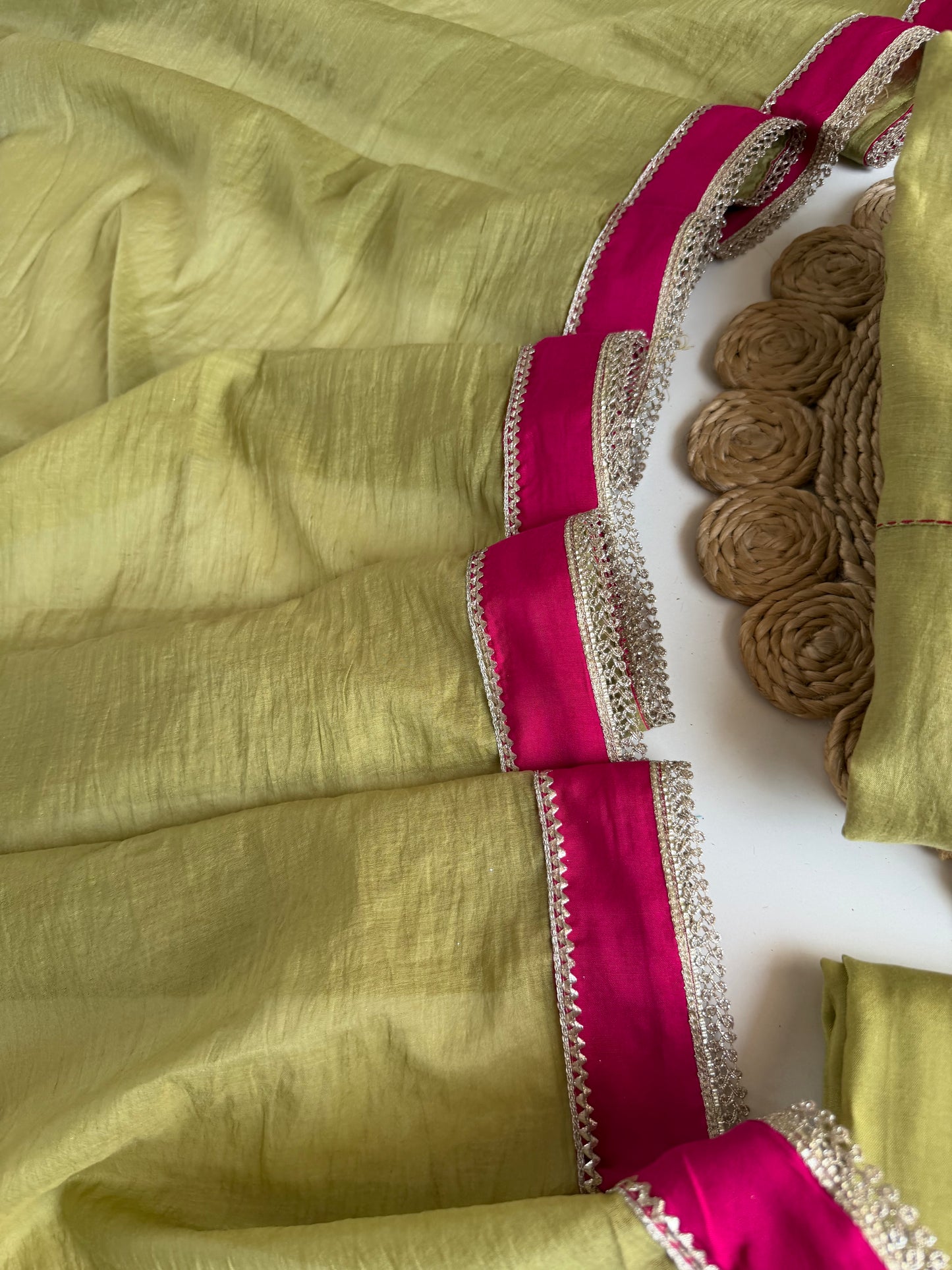 K625 - Mul chanderi embroidered Anarkali with pants and dupatta