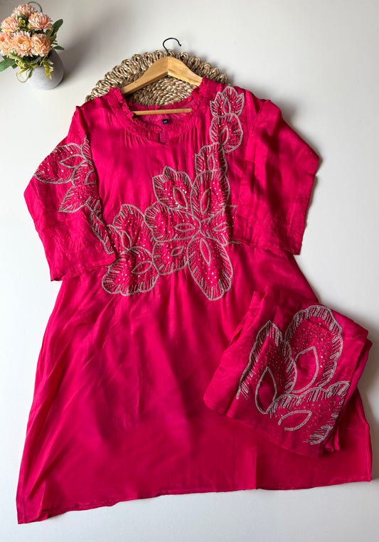 K531 - Pure crape handwork coord set in 2 colours