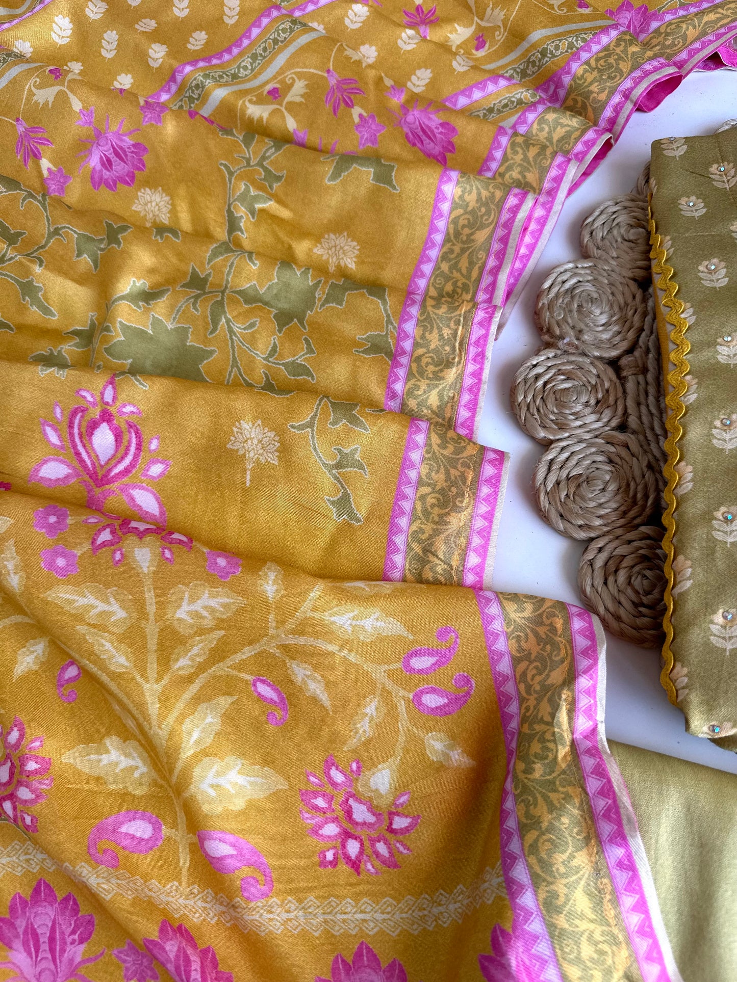 K382 - Muslin printed straight Kurti with pants and dupatta