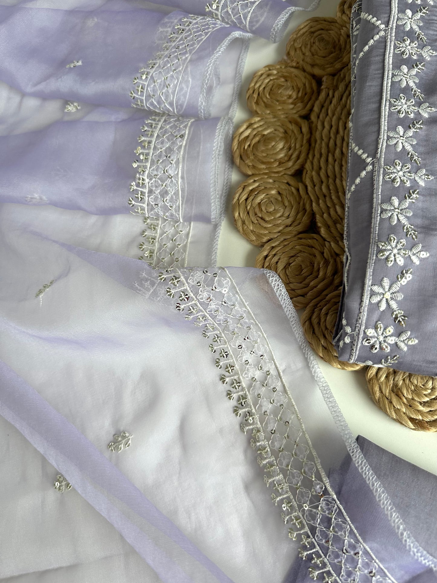 K166 - Roman silk embroidered straight Kurti with pants and dupatta