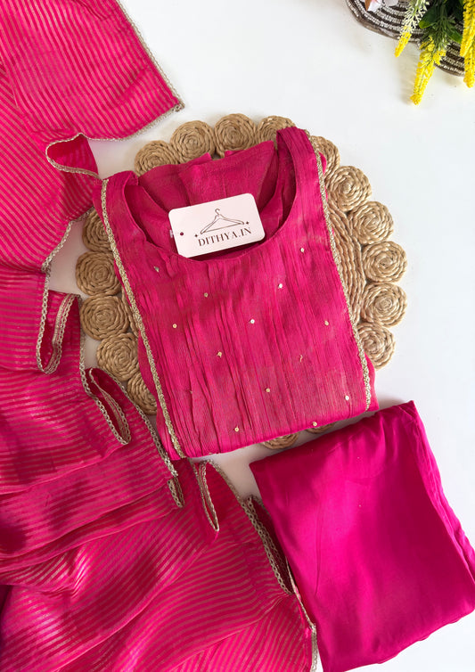 K475 - Tissue silk handwork Anarkali with pants and dupatta