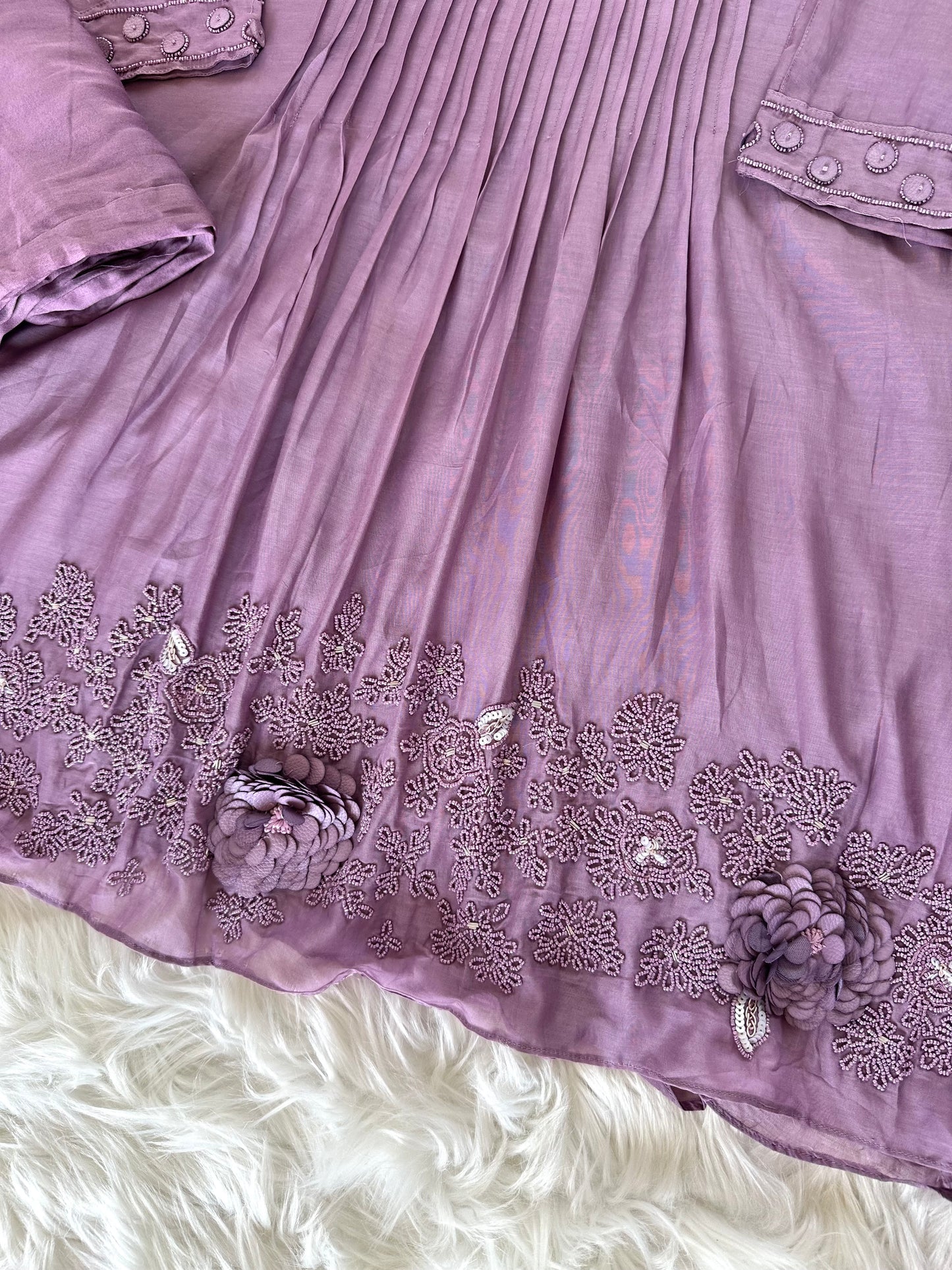 K073 - Mul Chanderi Handwork Coord set in 2 colours