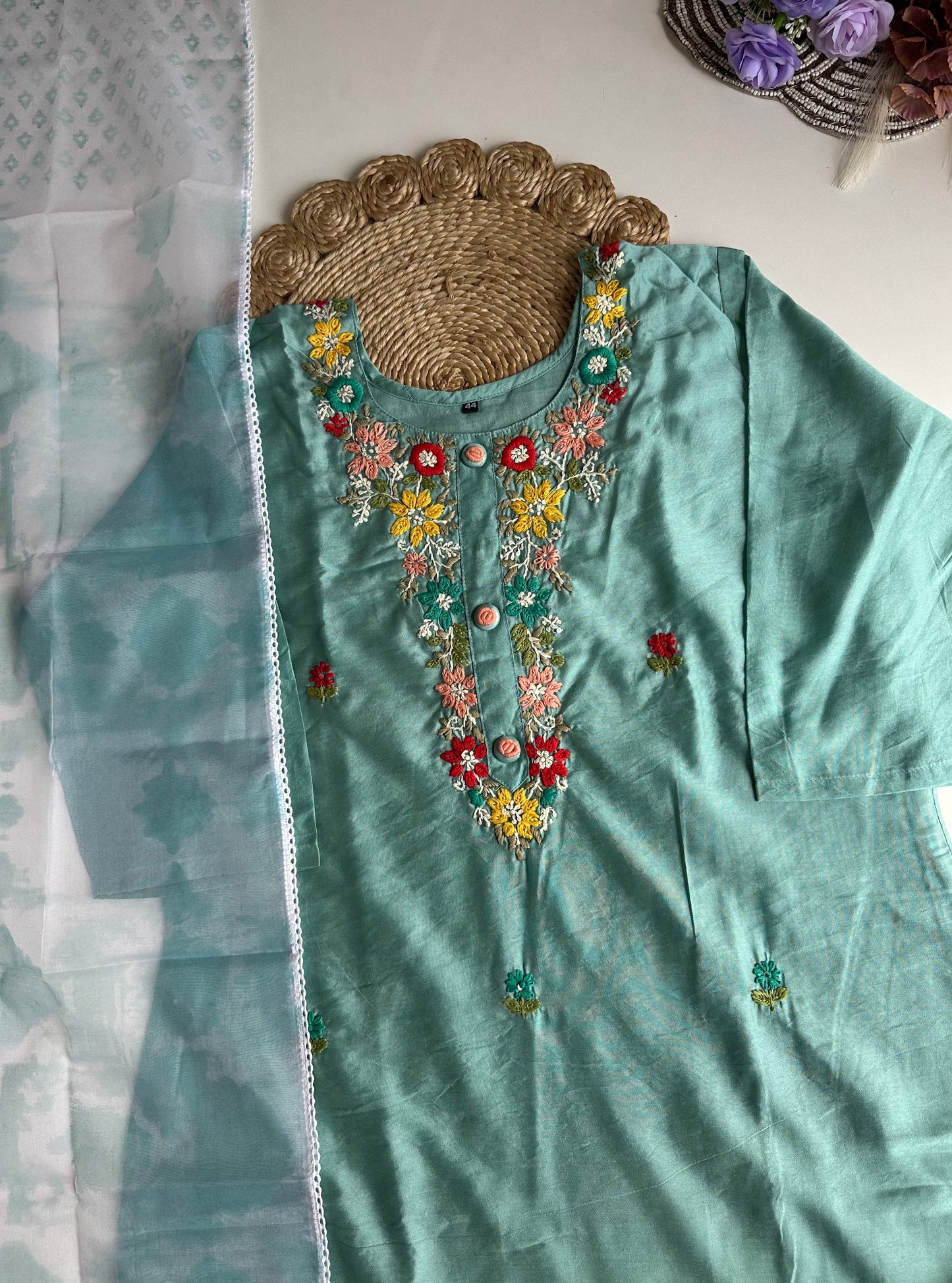 D253 - Dola silk straight kurti with pants and dupatta