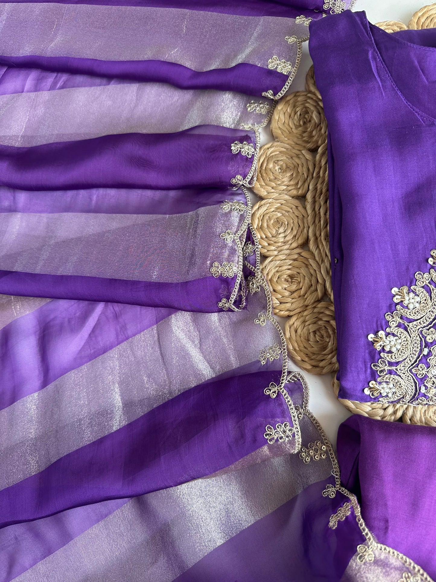 K115 - Russian silk handwork Aline Kurti with pants and dupatta