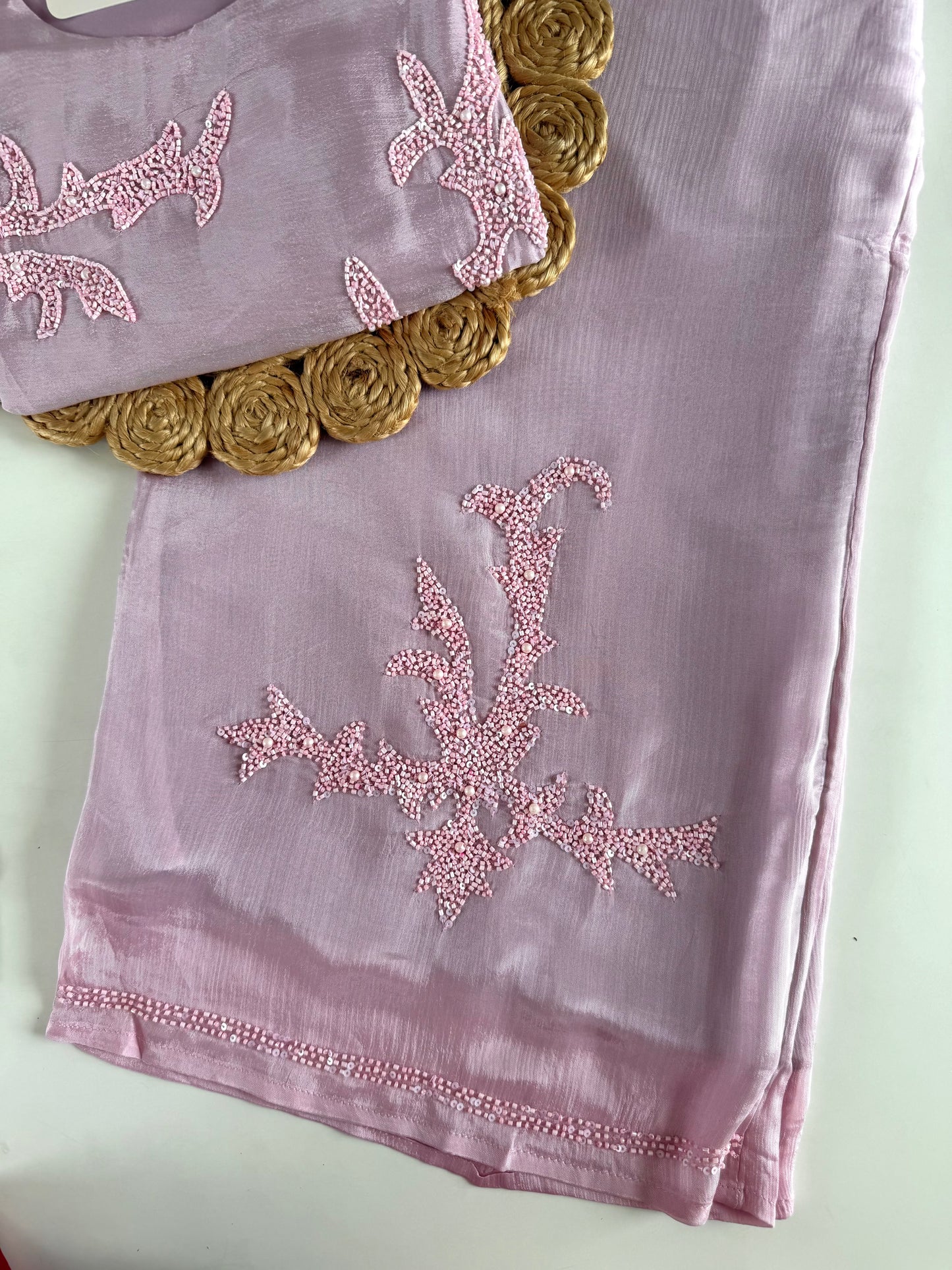 K550 - Chinnon handwork straight Kurti with palazzo and dupatta