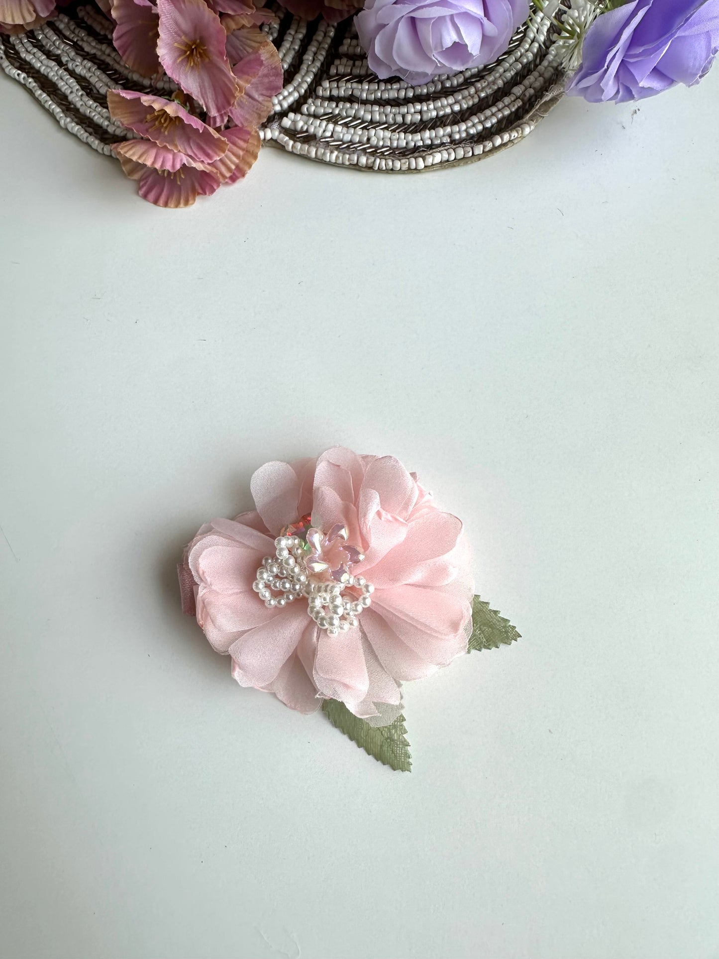 A023 - Organza flower hair slide ( per piece )