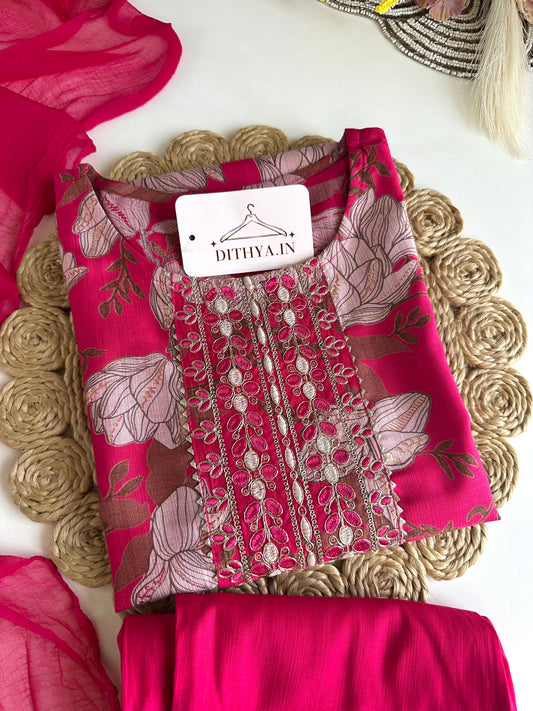 K480 - Roman silk straight Kurti with pant and dupatta
