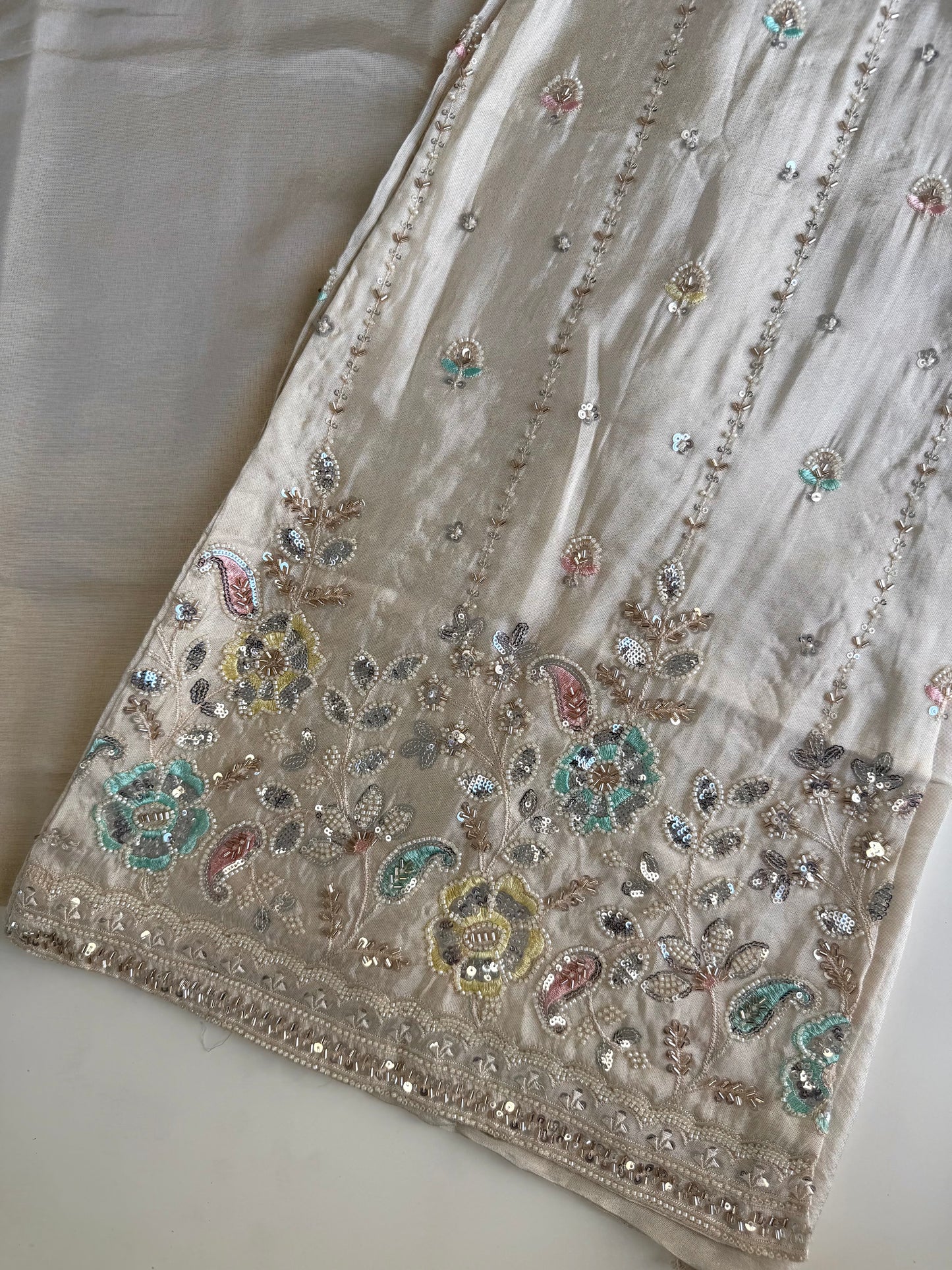 K569 - Tissue silk straight Kurti with heavy palazzo and dupatta