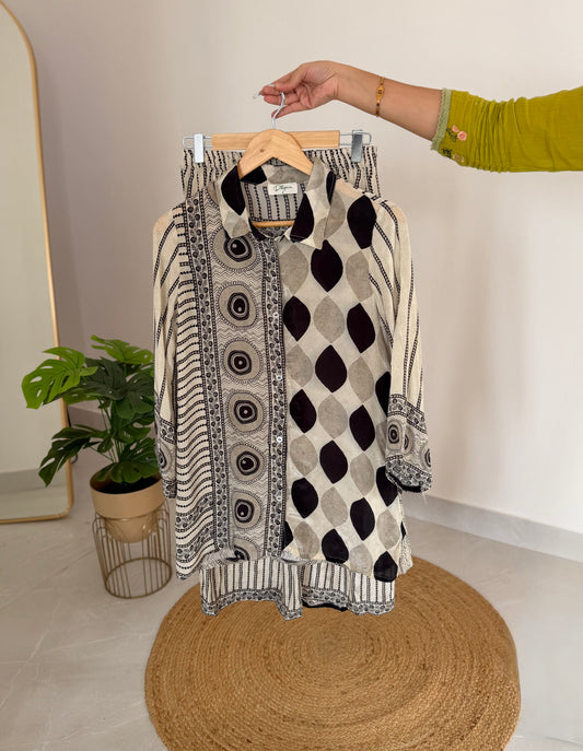 K552 - Pure crape ajrakh print coord set