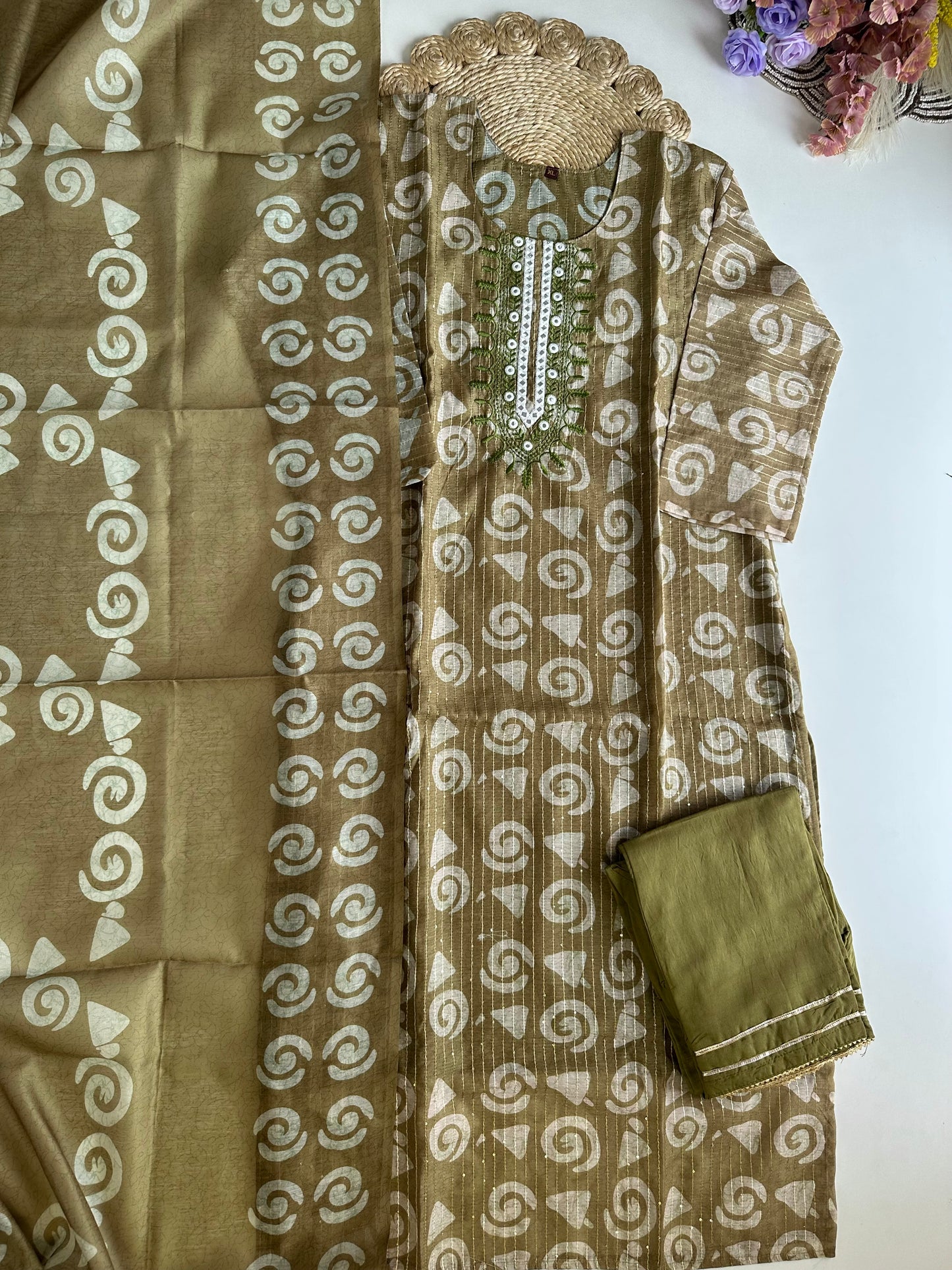 D430 - Roman silk straight Kurti with pants and dupatta