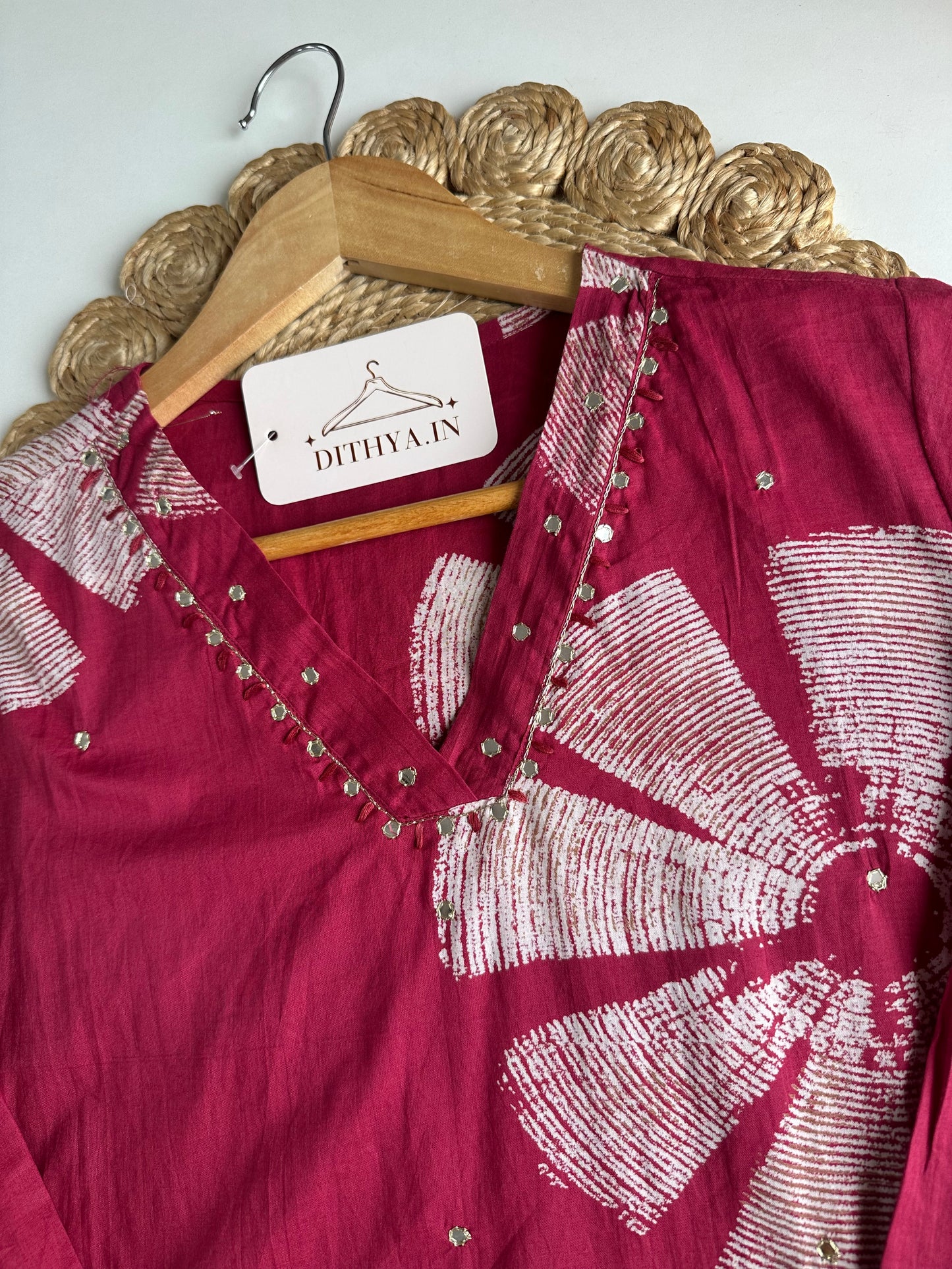 K164 - Mul cotton printed Aline Kurti with pants