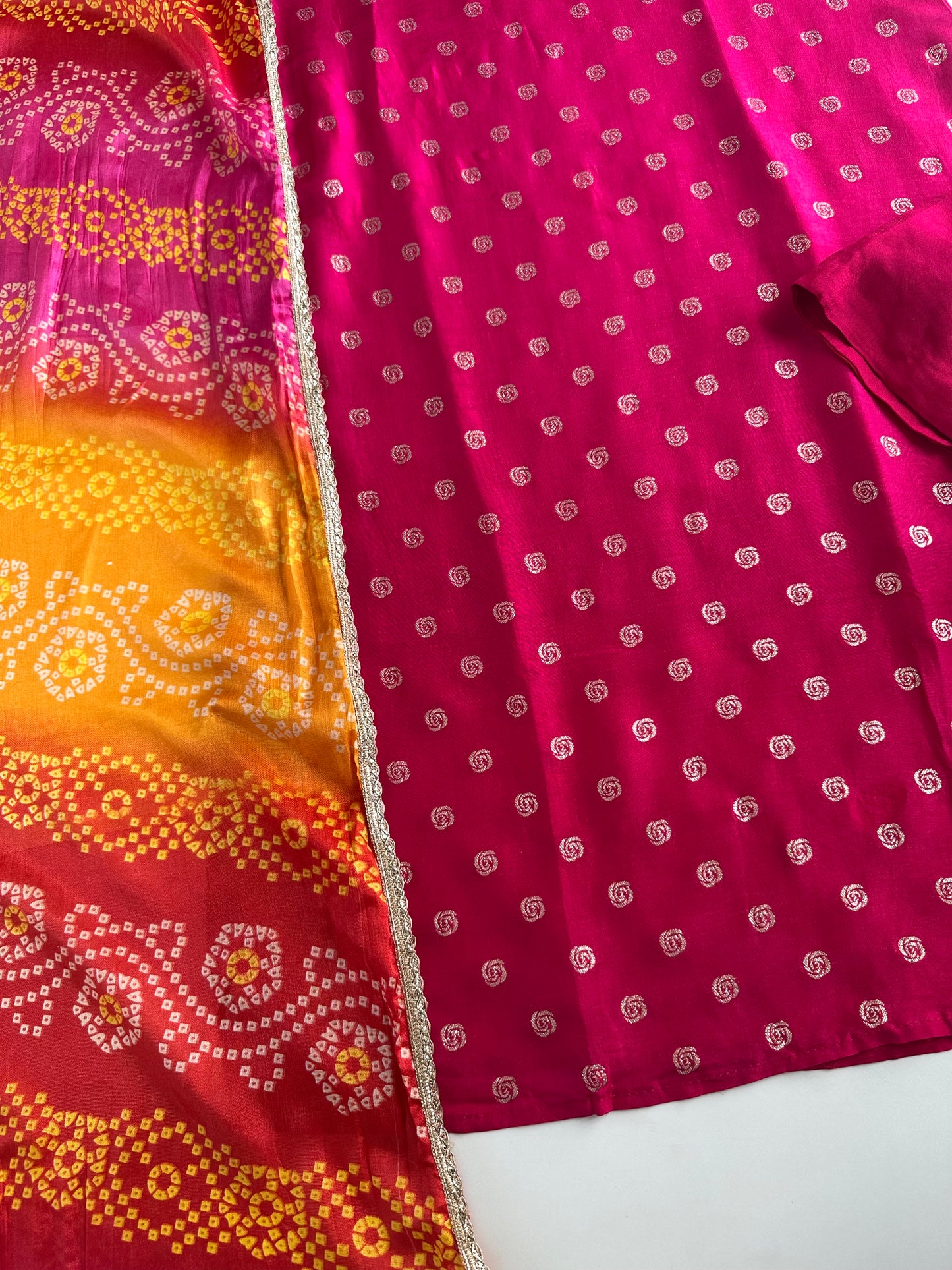 K109 - Jacquard silk straight kurti with pants and dupatta