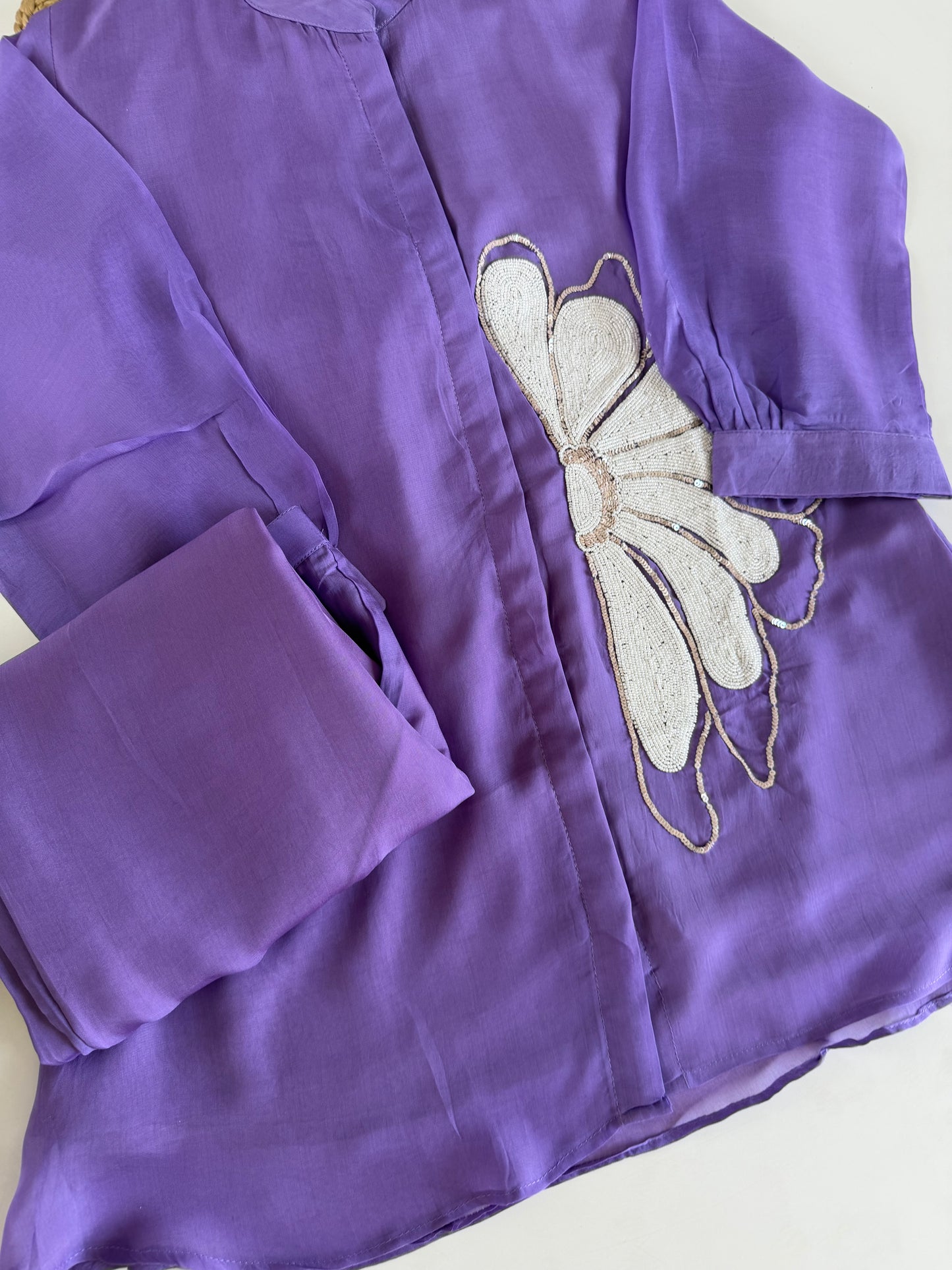 K018 - Viscose organza Pearl work coord set