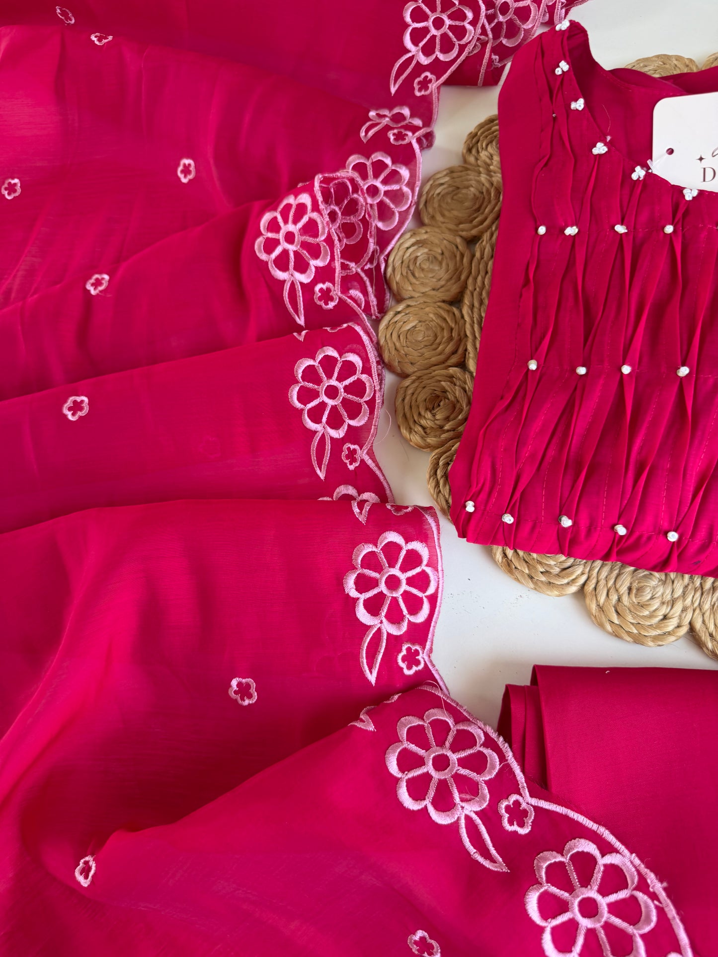 K040 - Surat Mul chanderi embroidered Anarkali with pants and dupatta in 2 colours