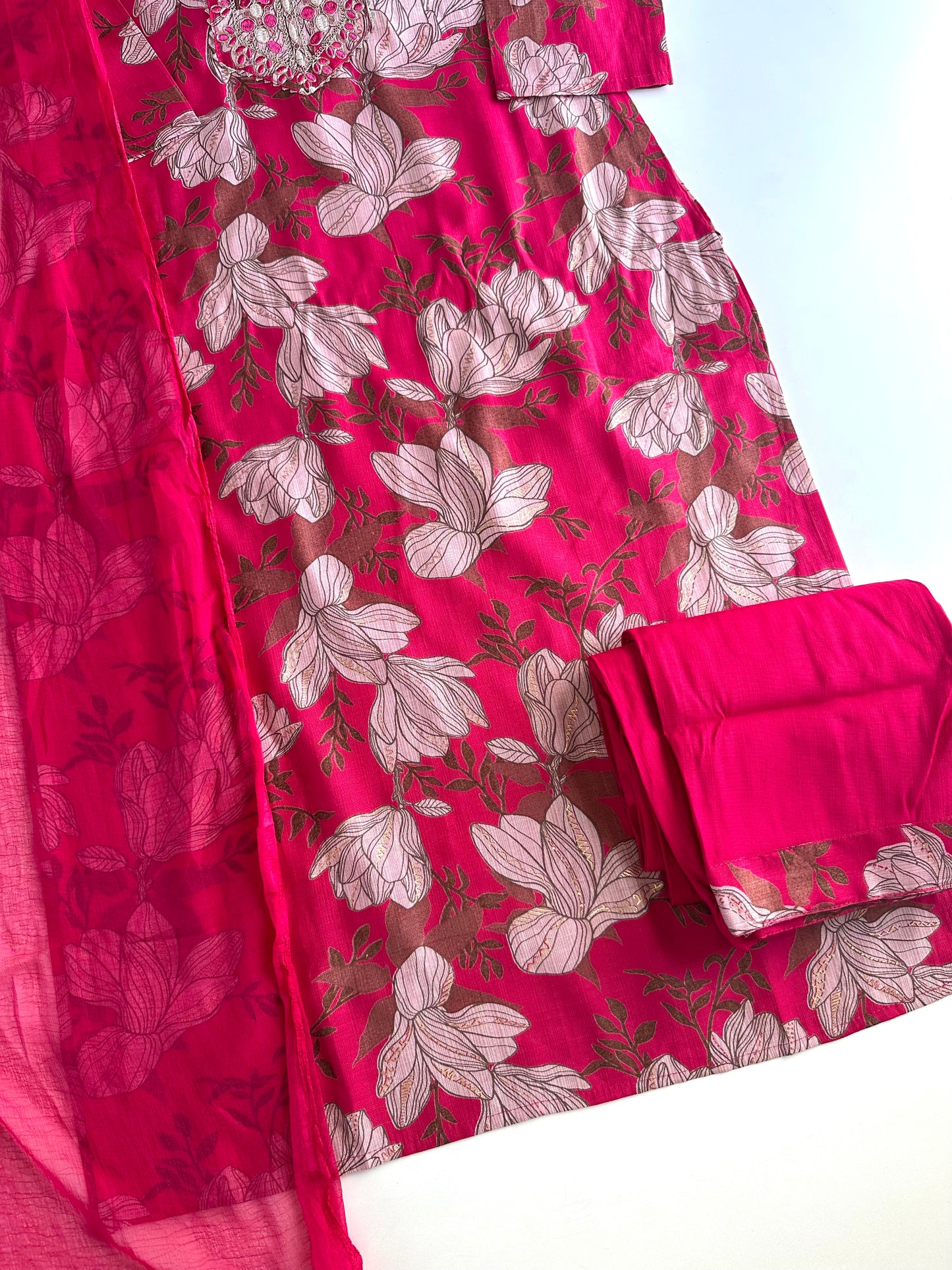 K480 - Roman silk straight Kurti with pant and dupatta