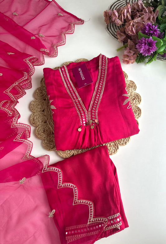 K299 - Russian silk zari Anarkali with pants and dupatta in 2 colours