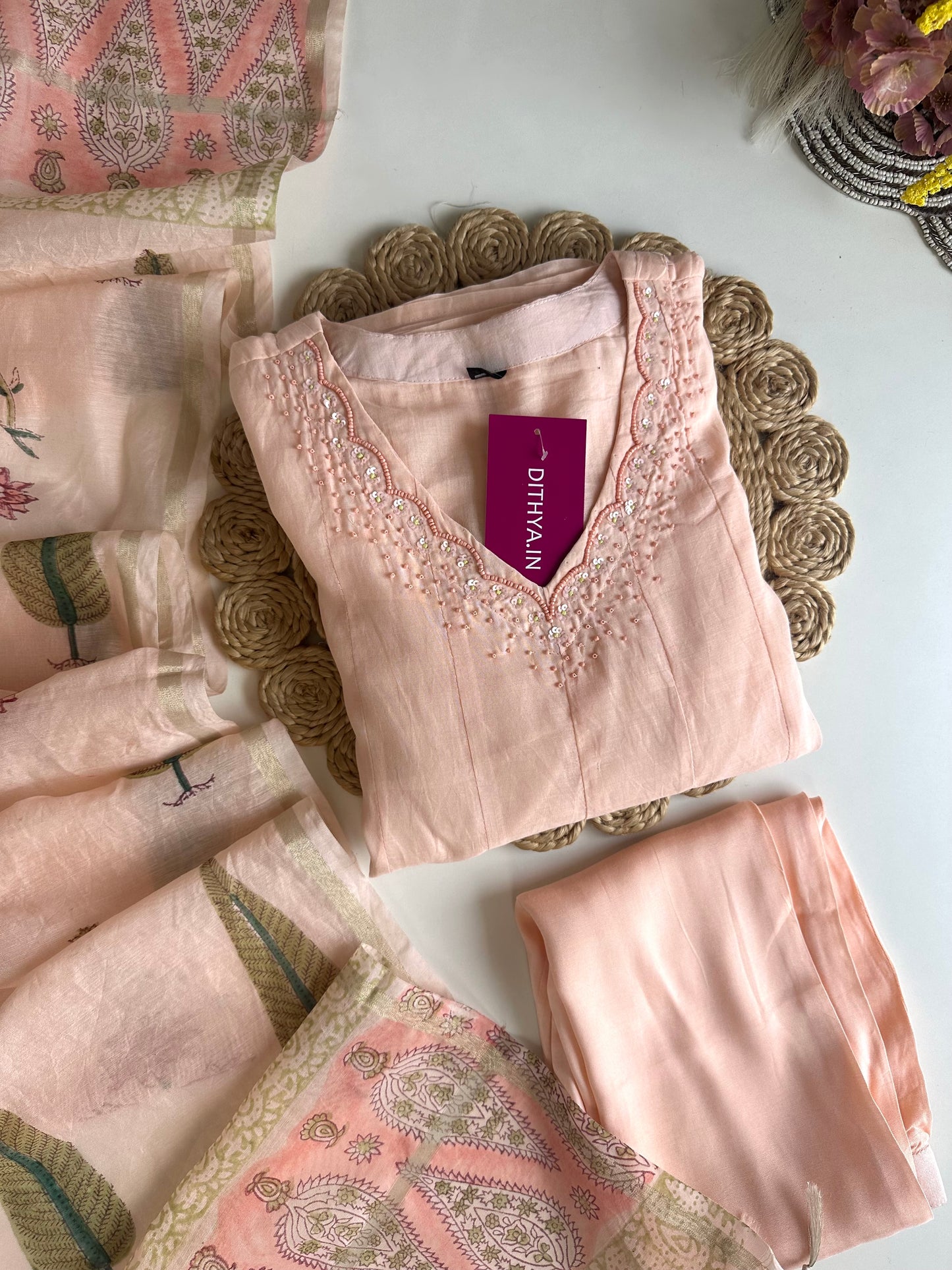 K471 - Mulmul cotton Anarkali with pants and dupatta