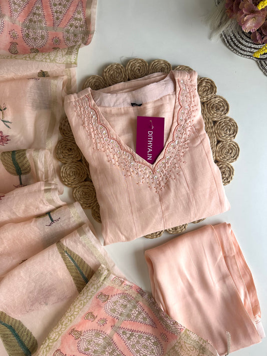 K471 - Mulmul cotton Anarkali with pants and dupatta