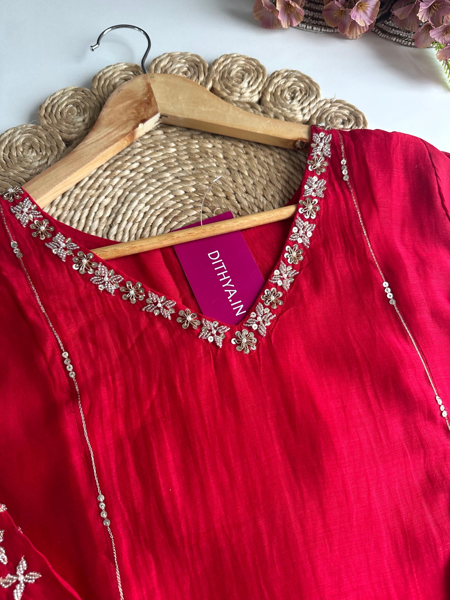 K309 - Mul Chanderi handwork Anarkali with pants and dupatta in 3 colours