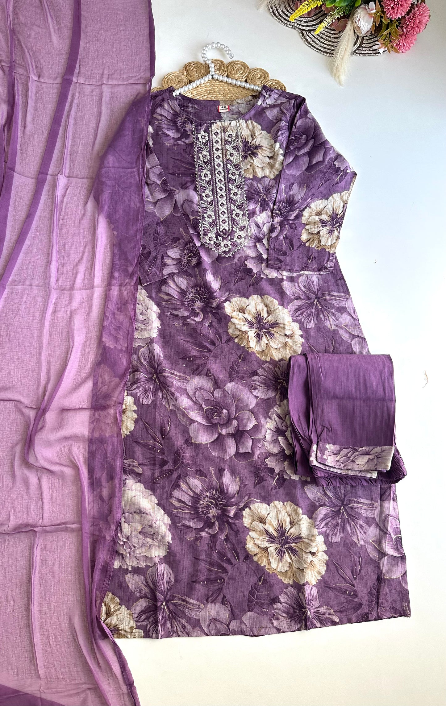 K481 - Roman silk straight Kurti with pant and dupatta