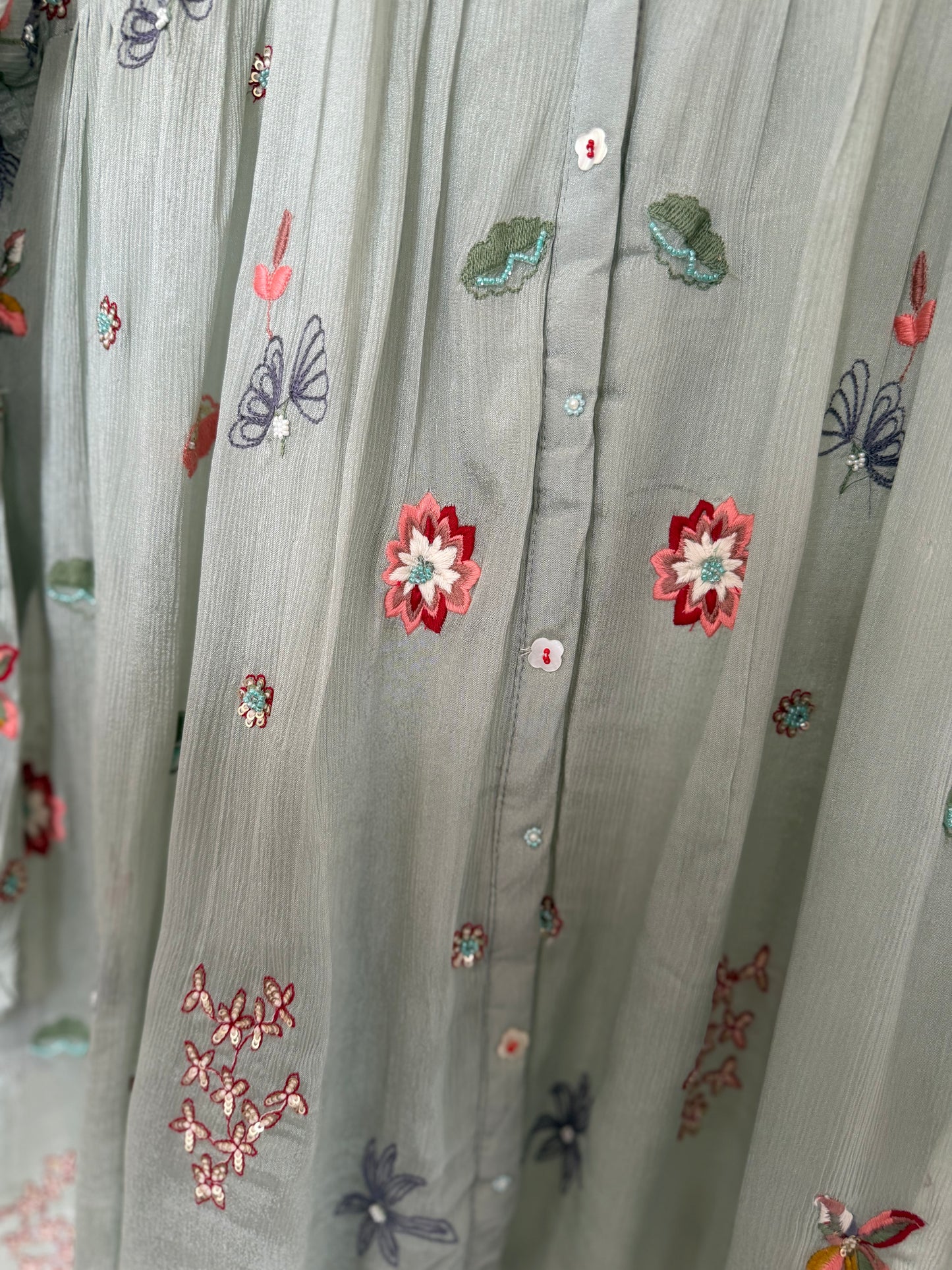 K085 - Pure Chinnon handwork floral coord set in 2 colours