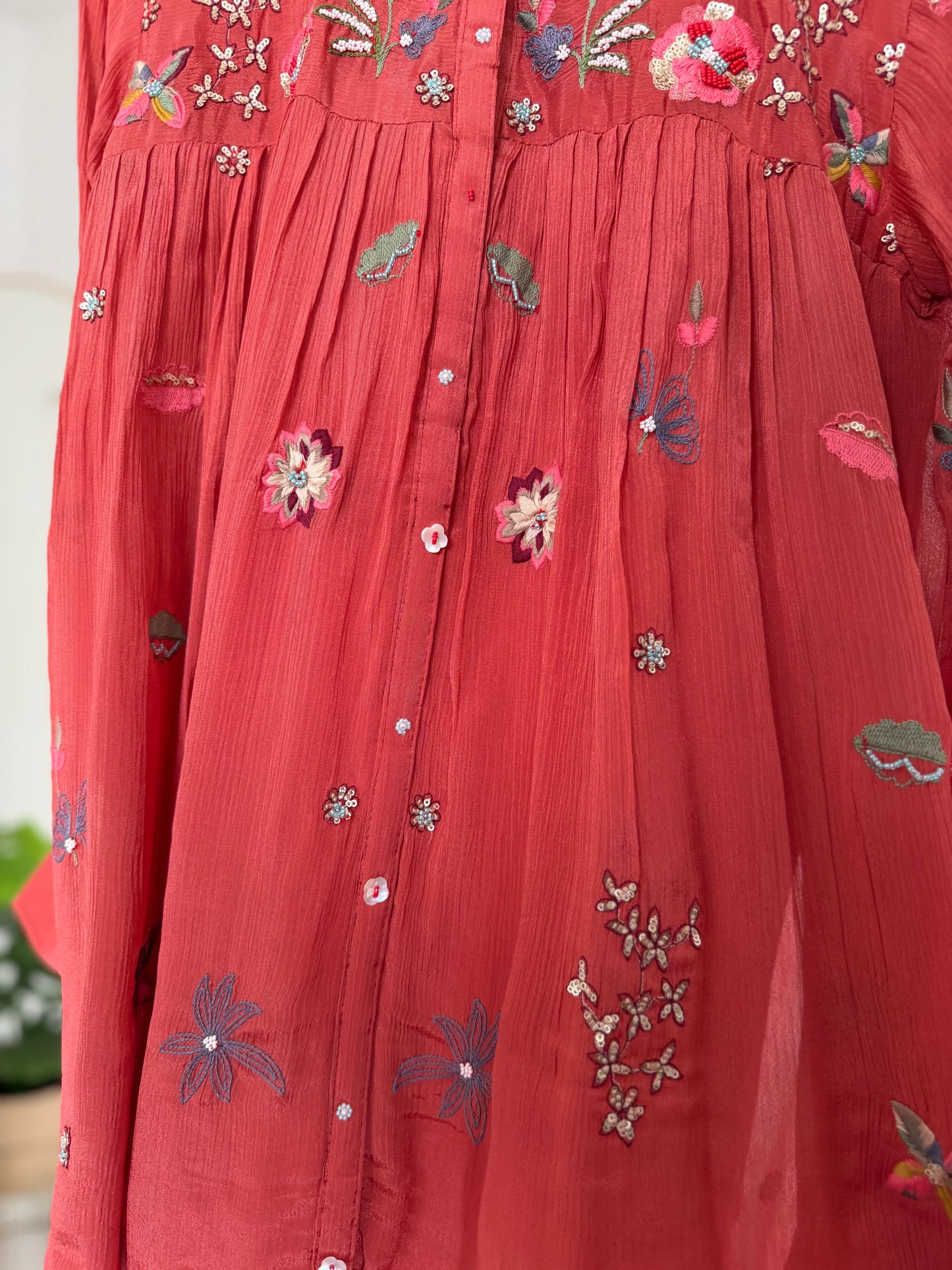 K085 - Pure Chinnon handwork floral coord set in 2 colours
