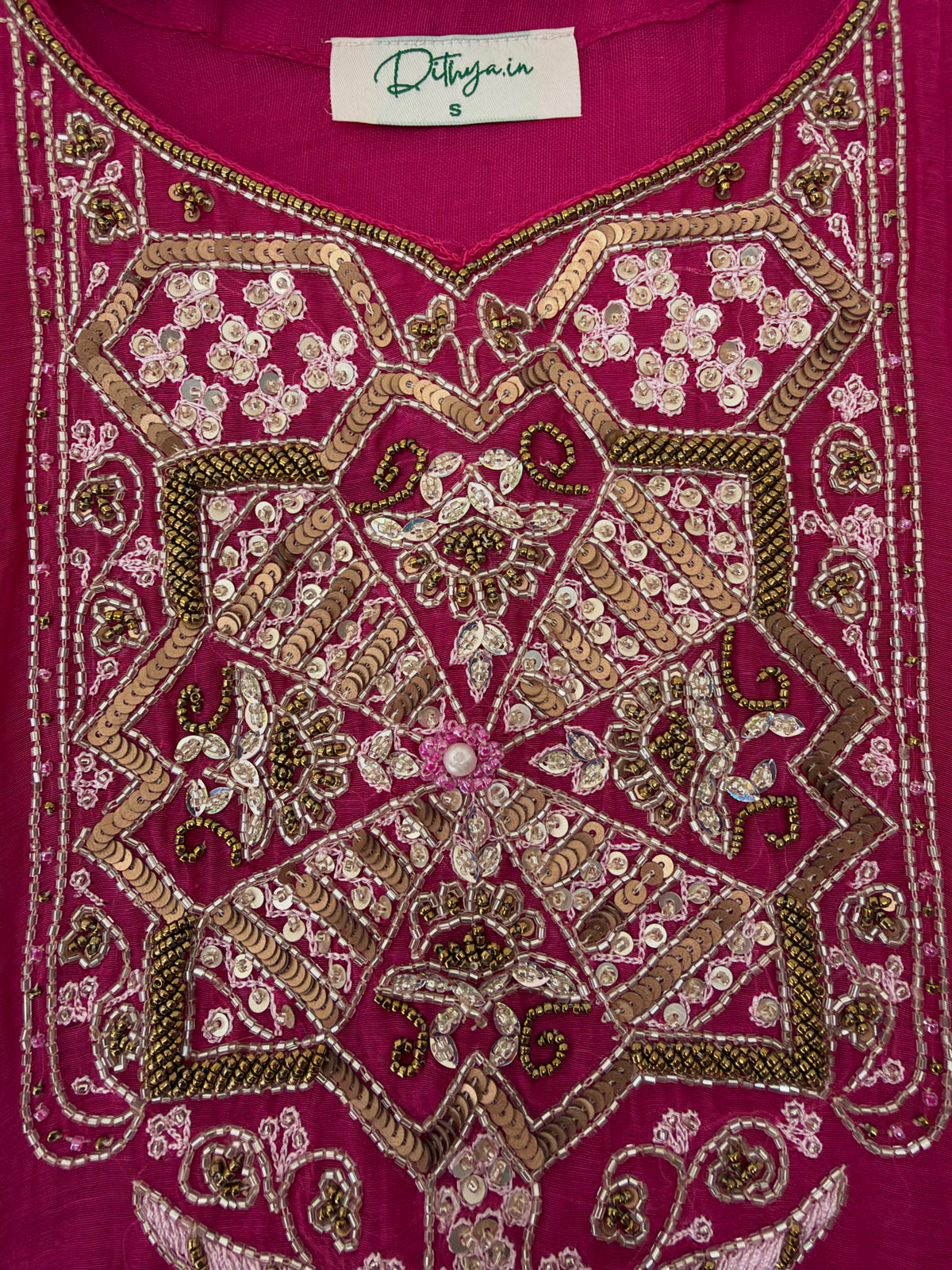 K551 - Mul chanderi zari handwork Aline Kurti with pants and dupatta